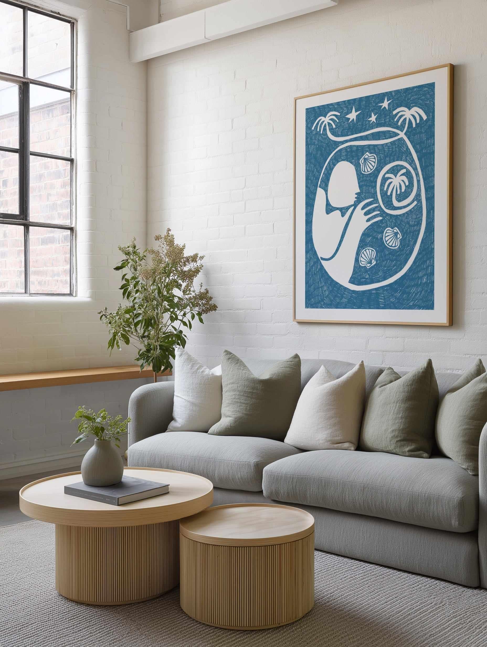 Palm Tree Island 2 Baby Blue by Shatha Al Dafai | Art Print from Olive et Oriel where you can shop wallpaper and artworks online