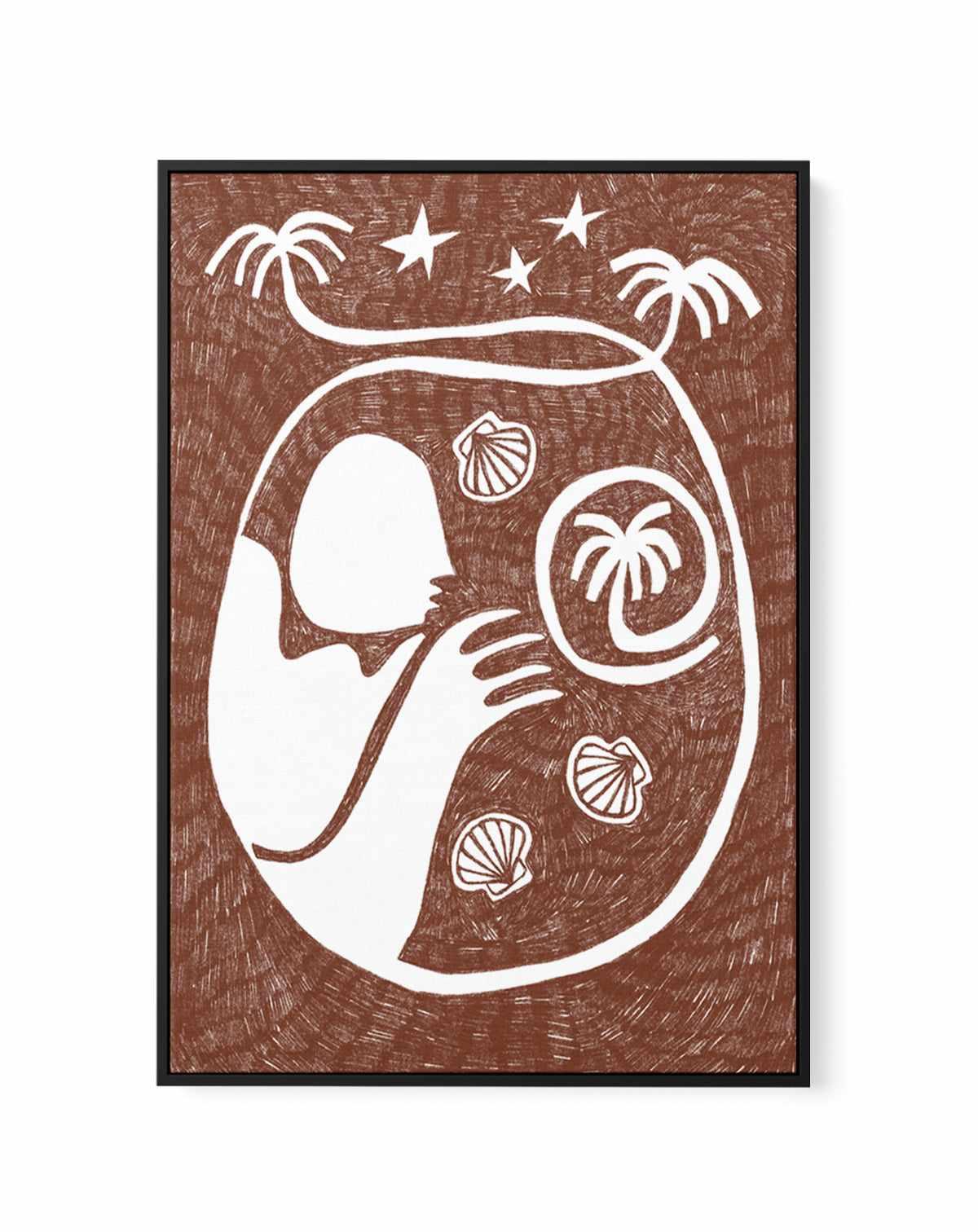Palm Tree Island 2 Brown by Shatha Al Dafai | Framed Canvas Art Print from Olive et Oriel where you can shop wallpaper and artworks online