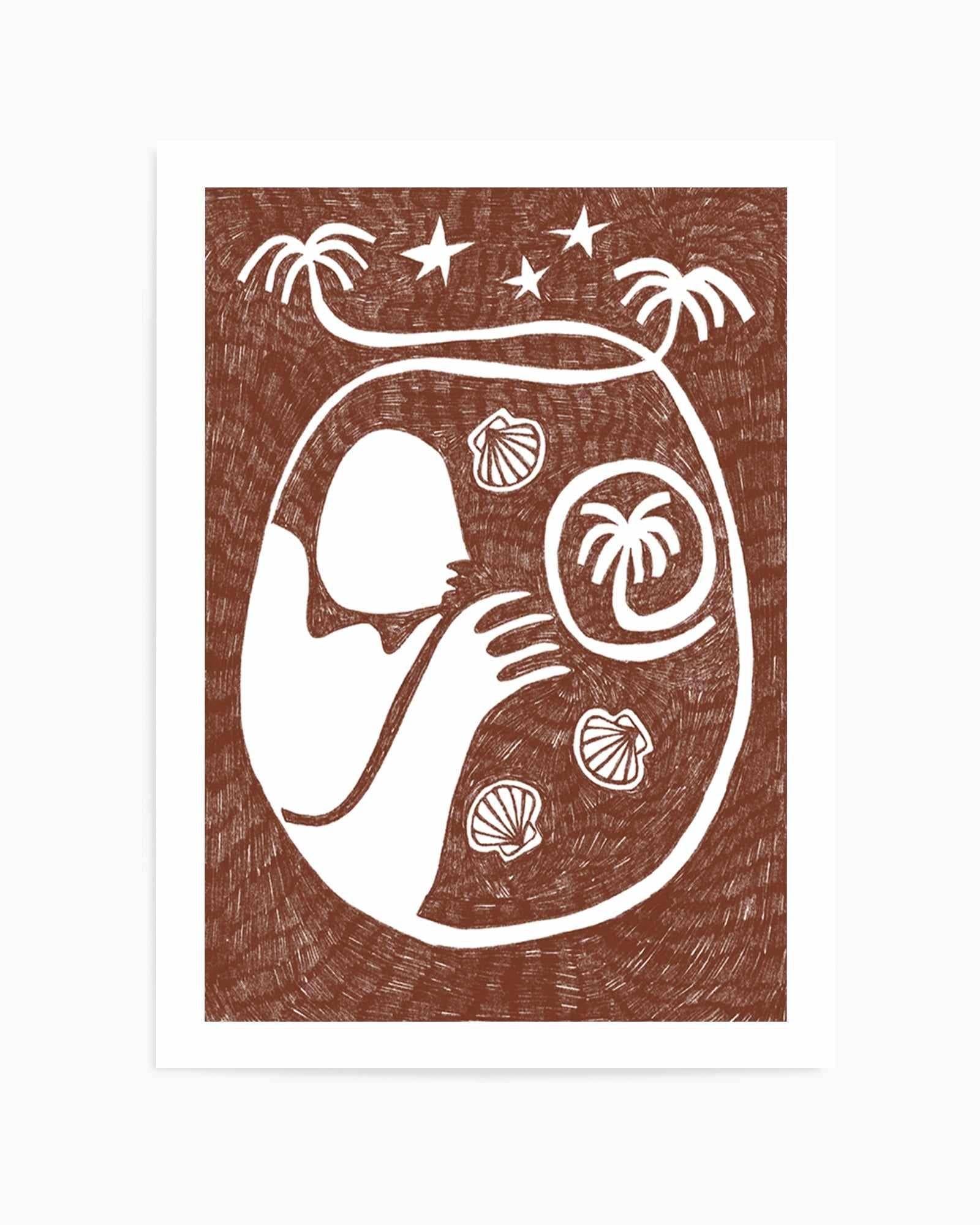 Palm Tree Island 2 Brown by Shatha Al Dafai | Art Print from Olive et Oriel where you can shop wallpaper and artworks online