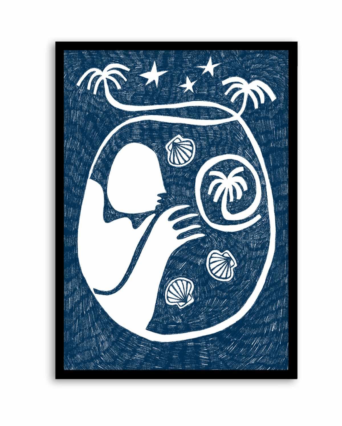 Palm Tree Island 2 Dark Blue by Shatha Al Dafai | Art Print from Olive et Oriel where you can shop wallpaper and artworks online