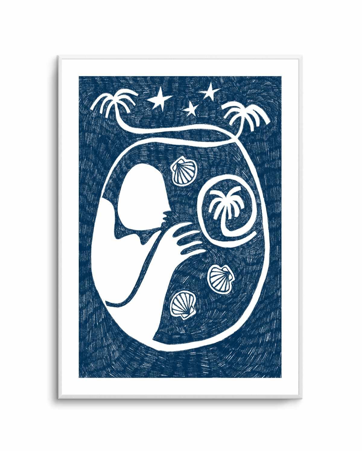 Palm Tree Island 2 Dark Blue by Shatha Al Dafai | Art Print from Olive et Oriel where you can shop wallpaper and artworks online