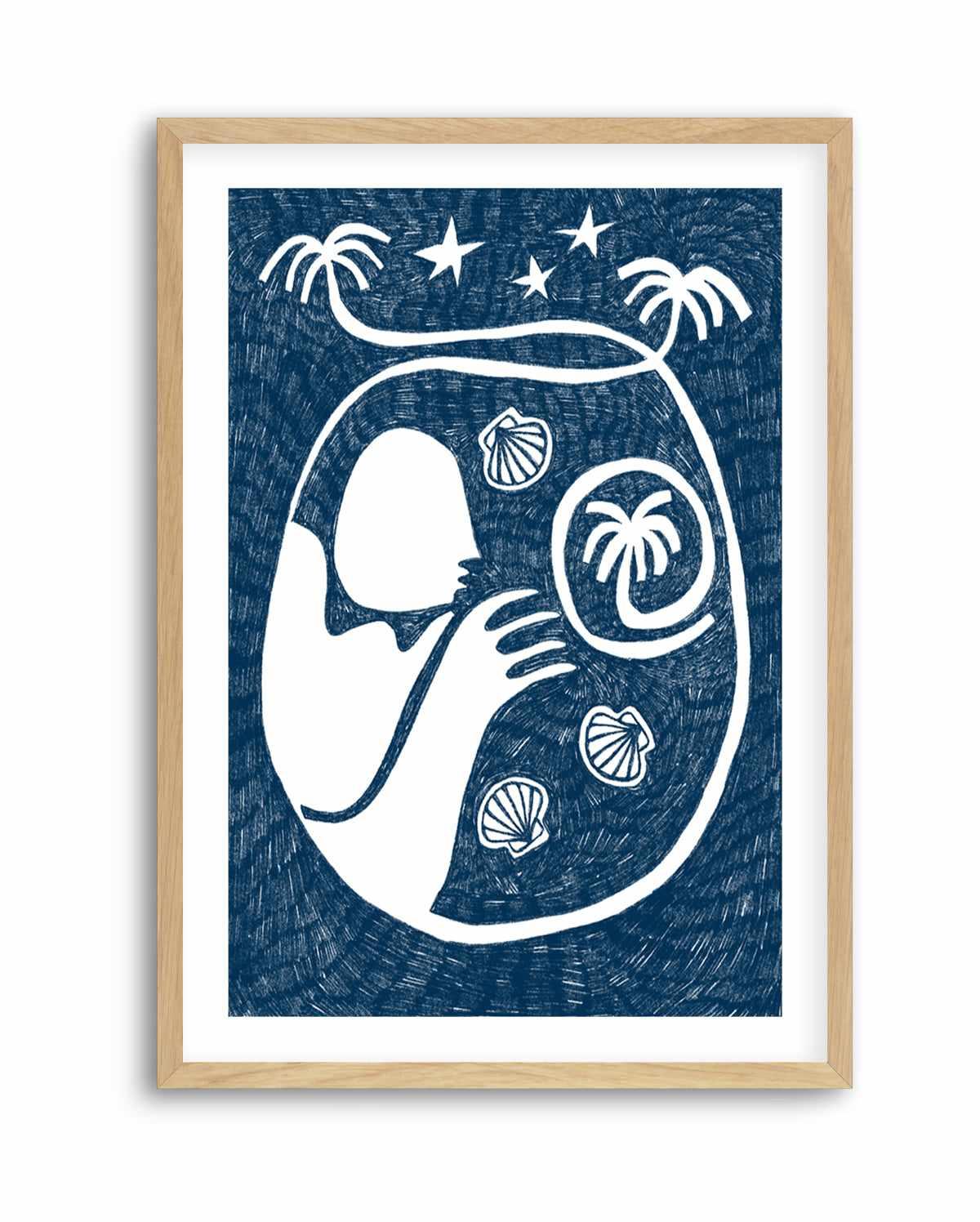 Palm Tree Island 2 Dark Blue by Shatha Al Dafai | Art Print from Olive et Oriel where you can shop wallpaper and artworks online