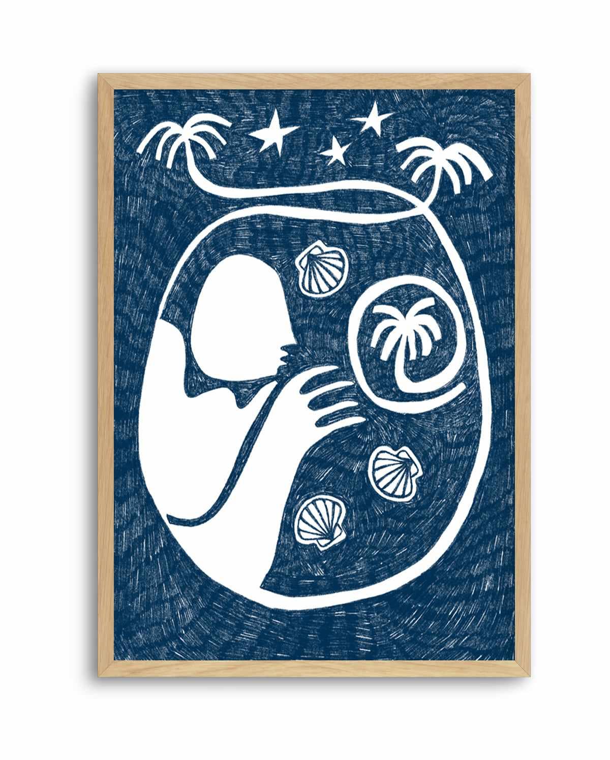 Palm Tree Island 2 Dark Blue by Shatha Al Dafai | Art Print from Olive et Oriel where you can shop wallpaper and artworks online