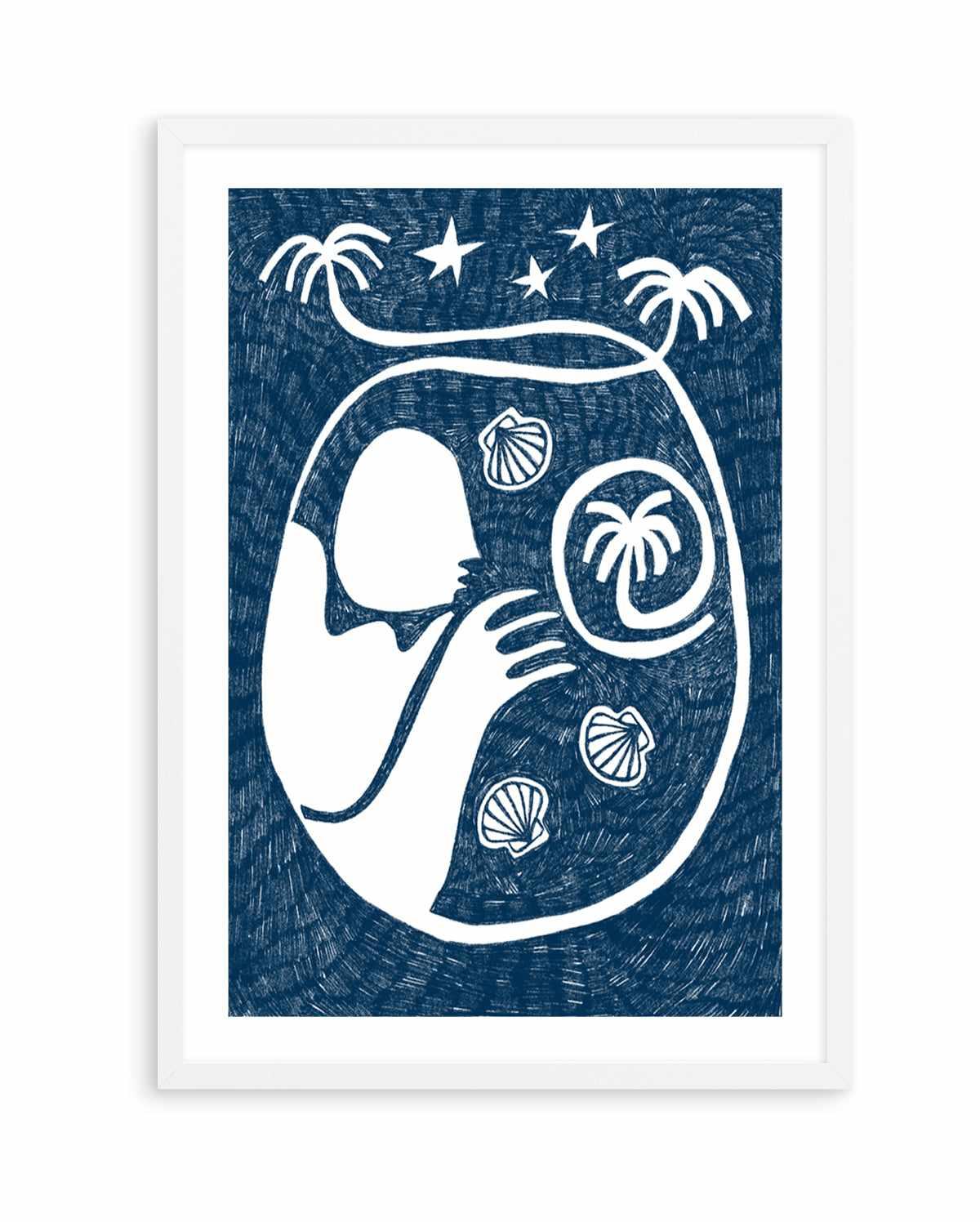 Palm Tree Island 2 Dark Blue by Shatha Al Dafai | Art Print from Olive et Oriel where you can shop wallpaper and artworks online