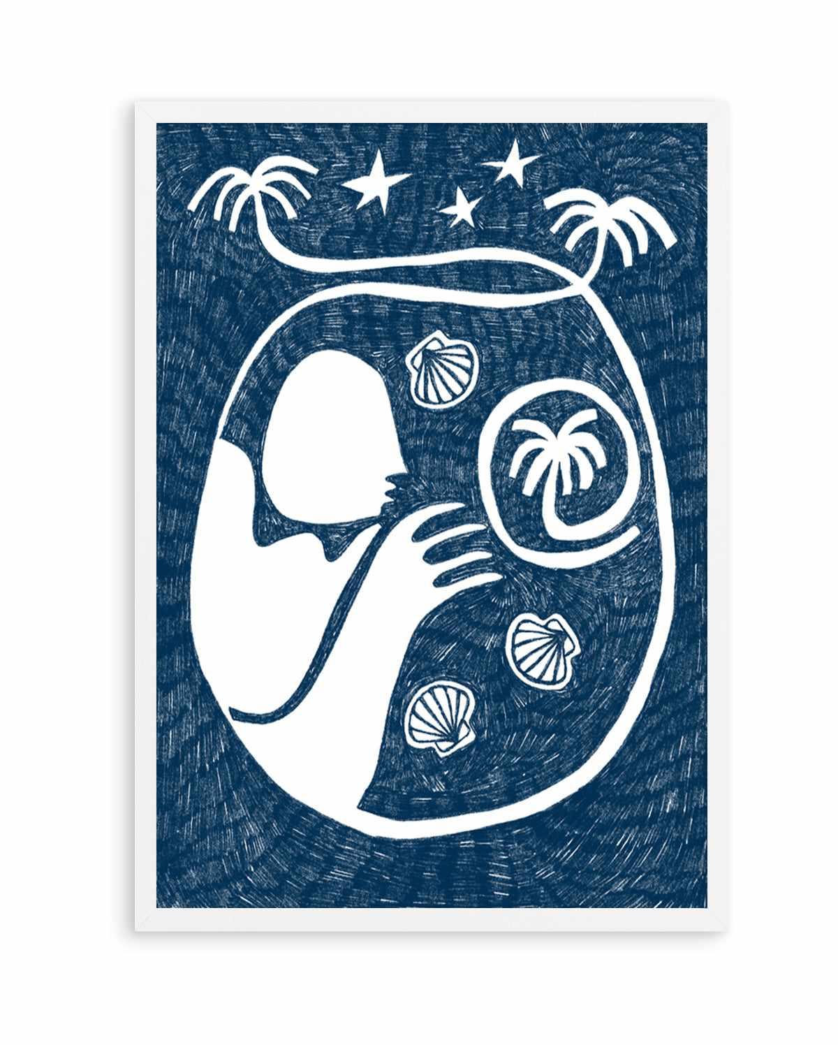 Palm Tree Island 2 Dark Blue by Shatha Al Dafai | Art Print from Olive et Oriel where you can shop wallpaper and artworks online