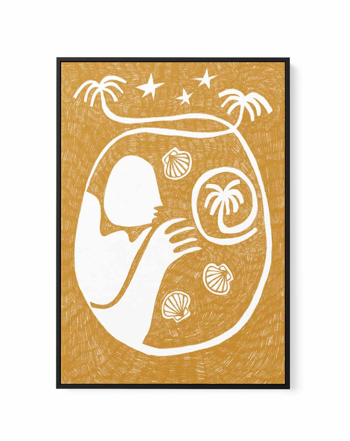 Palm Tree Island 2 Yellow by Shatha Al Dafai | Framed Canvas Art Print from Olive et Oriel where you can shop wallpaper and artworks online