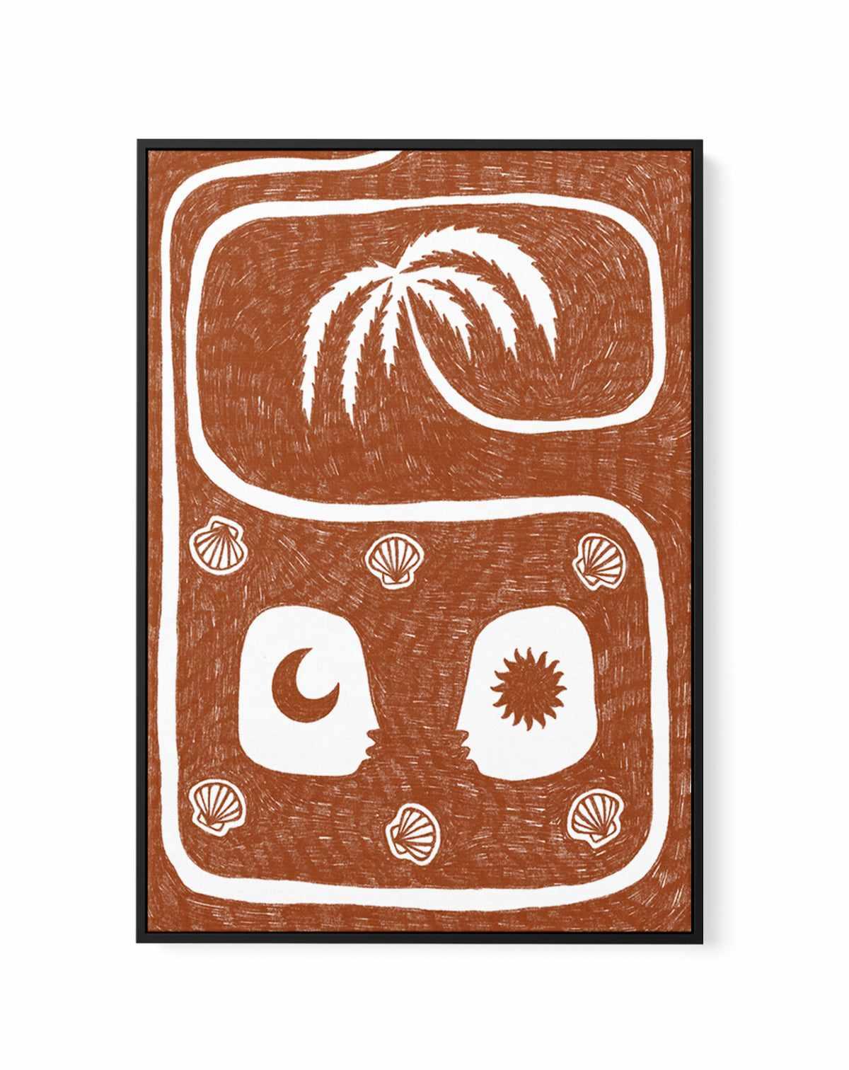 Palm Tree Island 5 Brown by Shatha Al Dafai | Framed Canvas Art Print from Olive et Oriel where you can shop wallpaper and artworks online