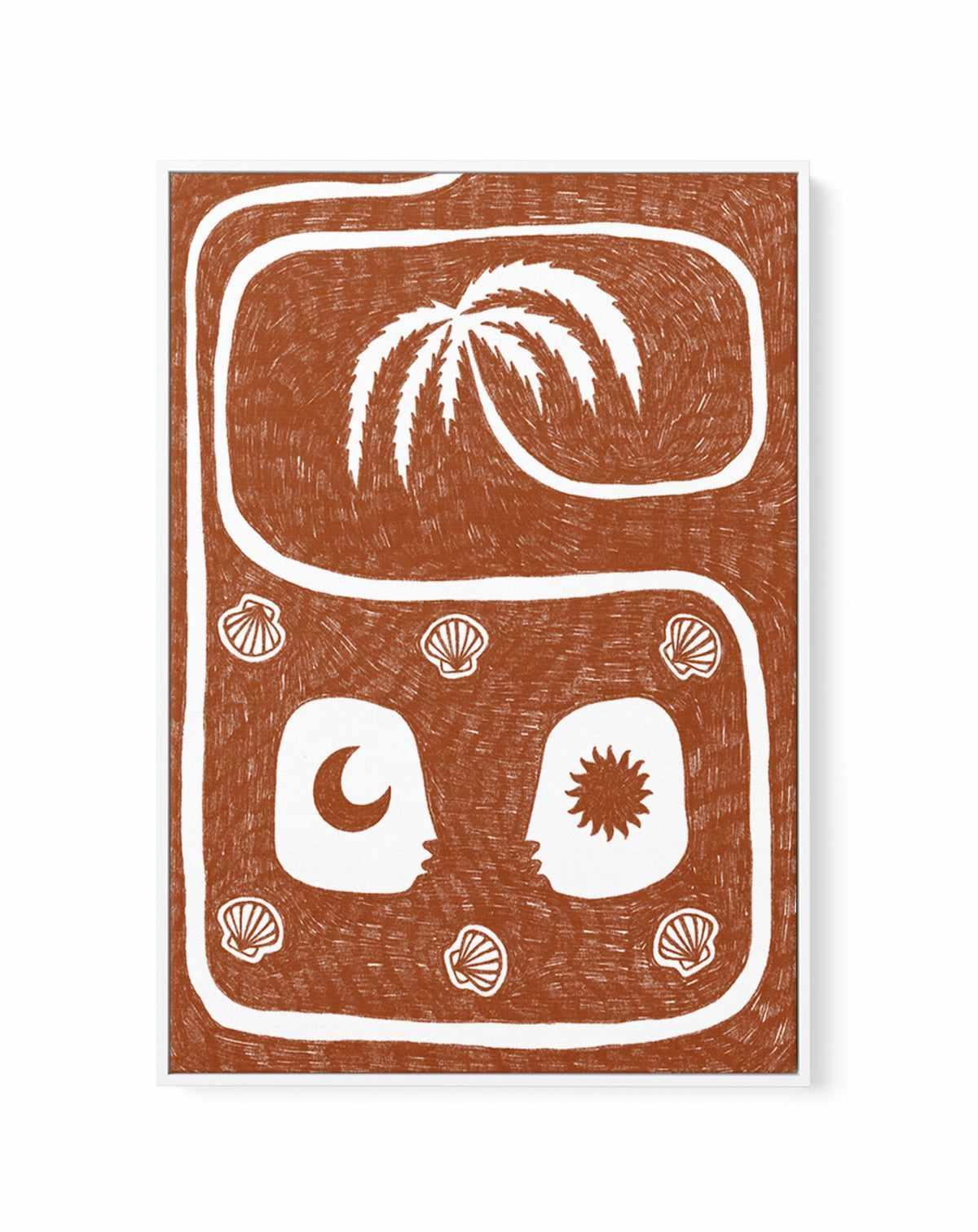 Palm Tree Island 5 Brown by Shatha Al Dafai | Framed Canvas Art Print from Olive et Oriel where you can shop wallpaper and artworks online