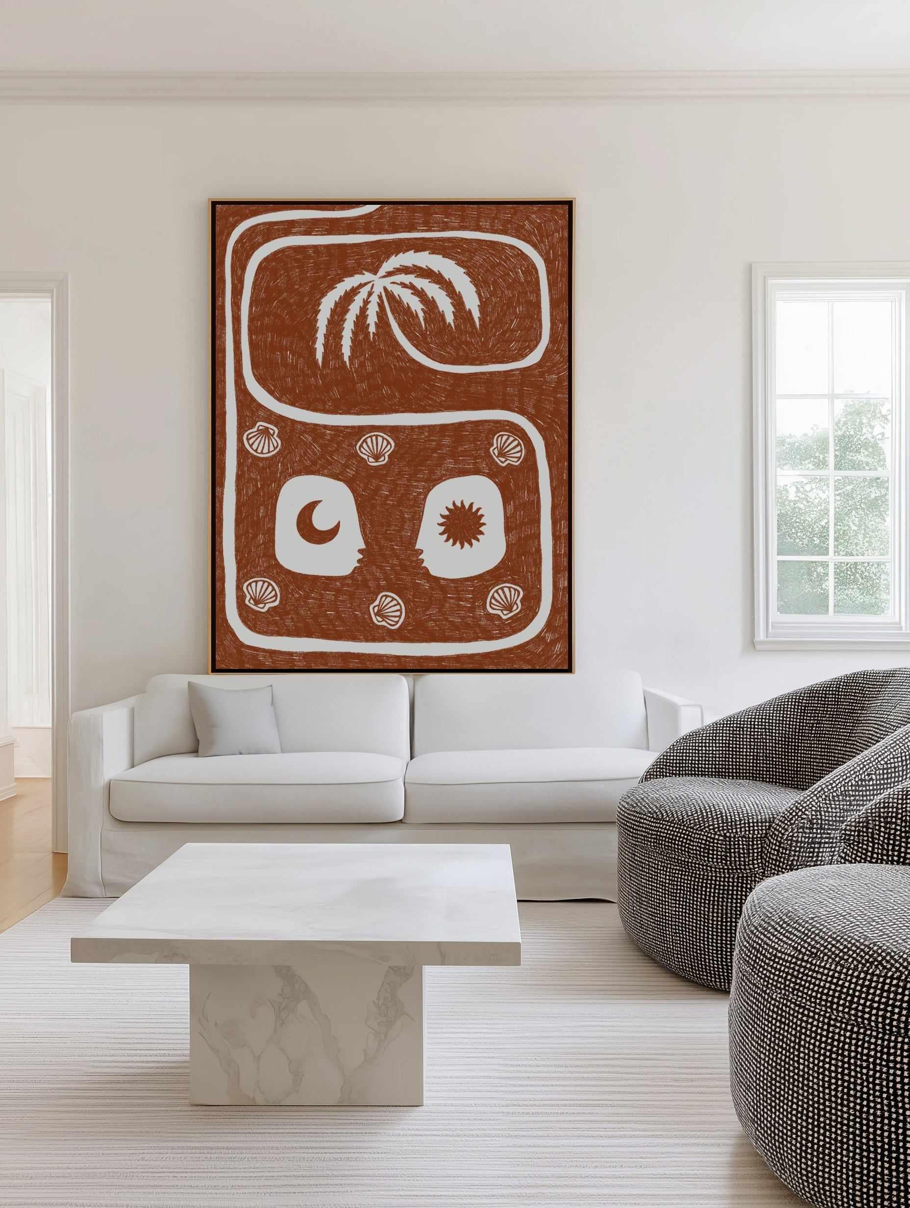 Palm Tree Island 5 Brown by Shatha Al Dafai | Framed Canvas Art Print from Olive et Oriel where you can shop wallpaper and artworks online