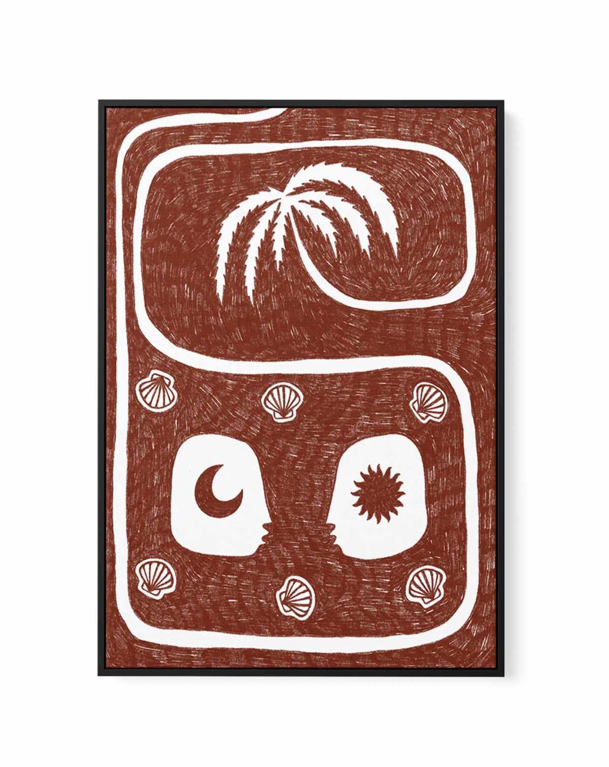 Palm Tree Island 5 Red by Shatha Al Dafai | Framed Canvas Art Print from Olive et Oriel where you can shop wallpaper and artworks online