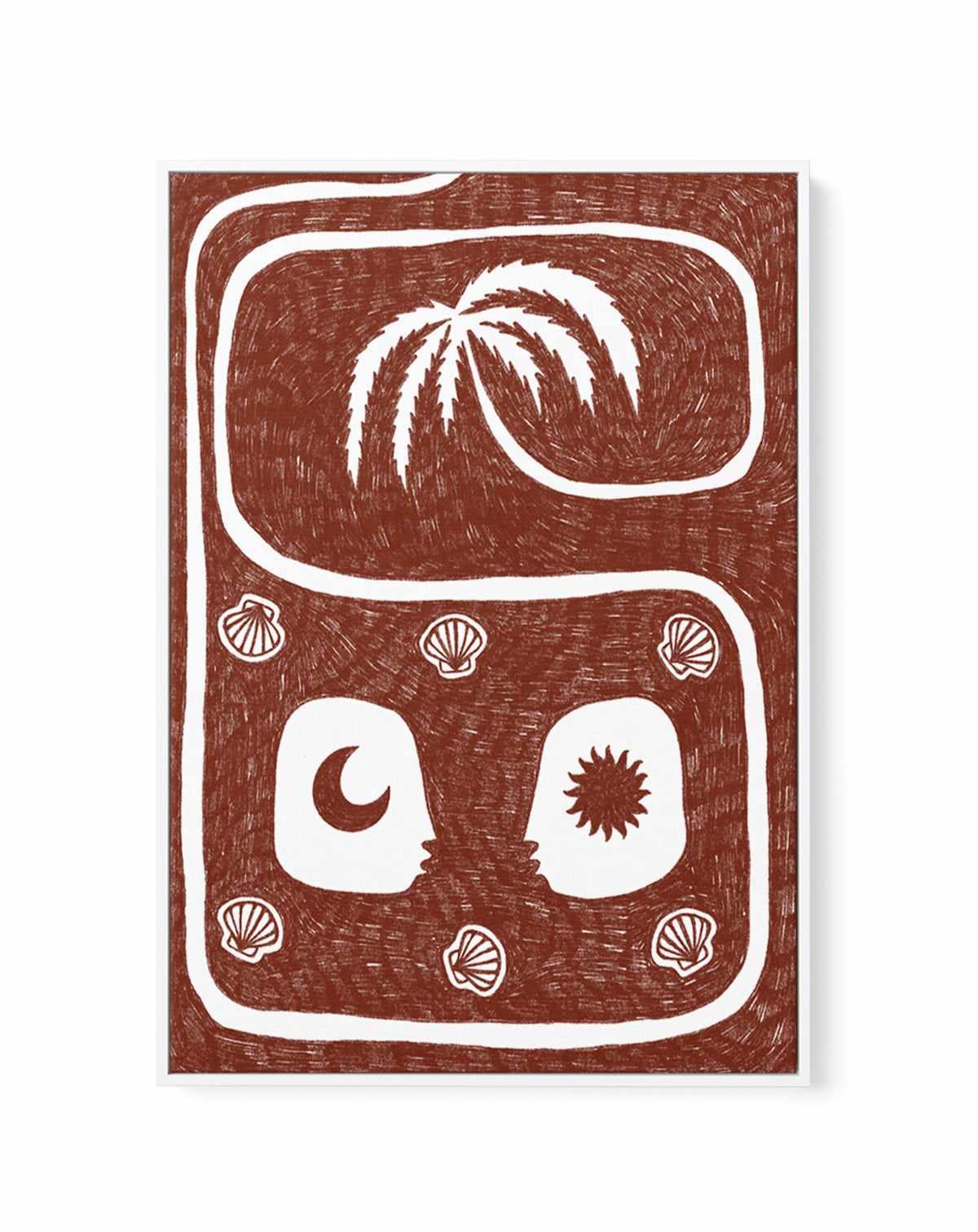 Palm Tree Island 5 Red by Shatha Al Dafai | Framed Canvas Art Print from Olive et Oriel where you can shop wallpaper and artworks online