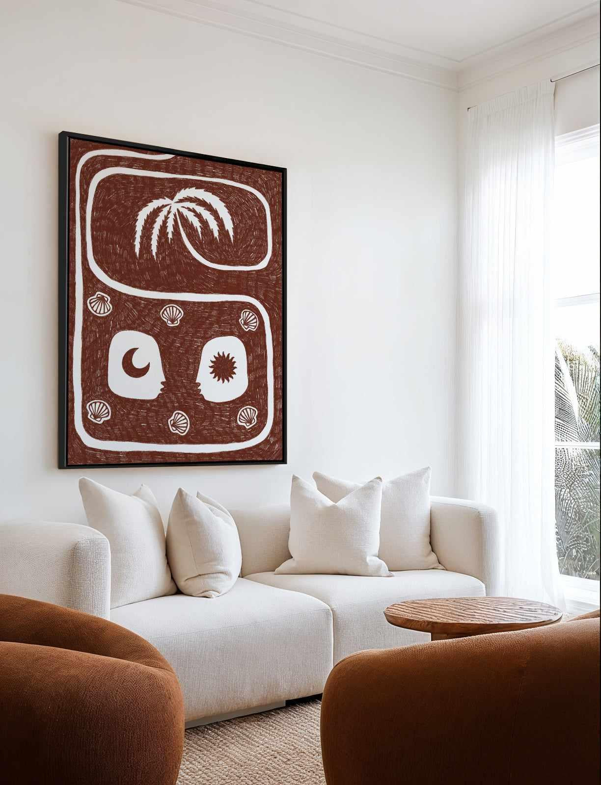 Palm Tree Island 5 Red by Shatha Al Dafai | Framed Canvas Art Print from Olive et Oriel where you can shop wallpaper and artworks online