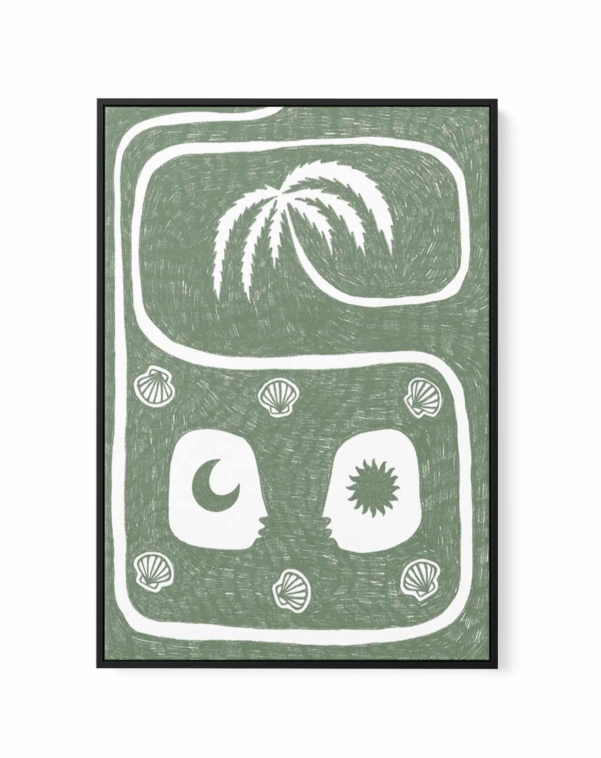 Palm Tree Island 5 Sage by Shatha Al Dafai | Framed Canvas Art Print from Olive et Oriel where you can shop wallpaper and artworks online