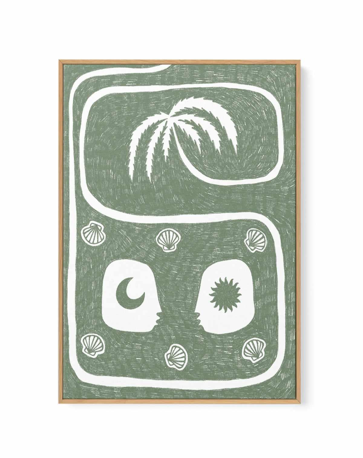 Palm Tree Island 5 Sage by Shatha Al Dafai | Framed Canvas Art Print from Olive et Oriel where you can shop wallpaper and artworks online