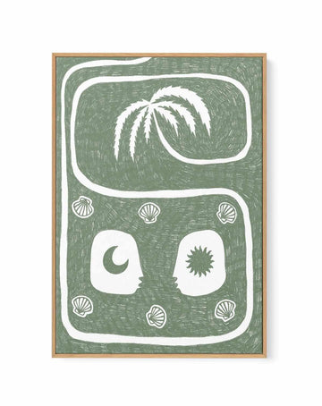 Palm Tree Island 5 Sage by Shatha Al Dafai | Framed Canvas Art Print from Olive et Oriel where you can shop wallpaper and artworks online