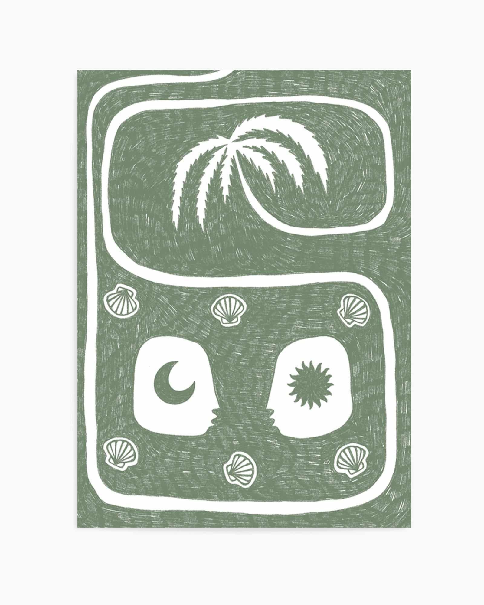 Palm Tree Island 5 Sage by Shatha Al Dafai | Art Print from Olive et Oriel where you can shop wallpaper and artworks online
