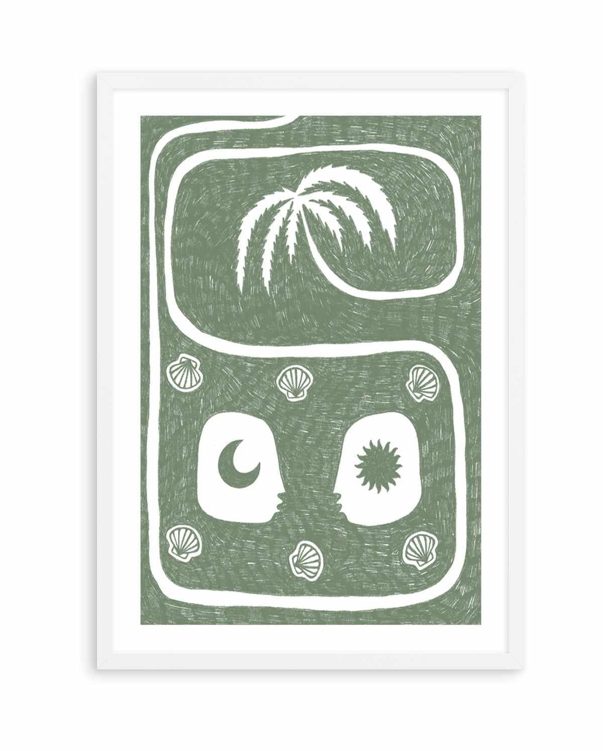 Palm Tree Island 5 Sage by Shatha Al Dafai | Art Print from Olive et Oriel where you can shop wallpaper and artworks online