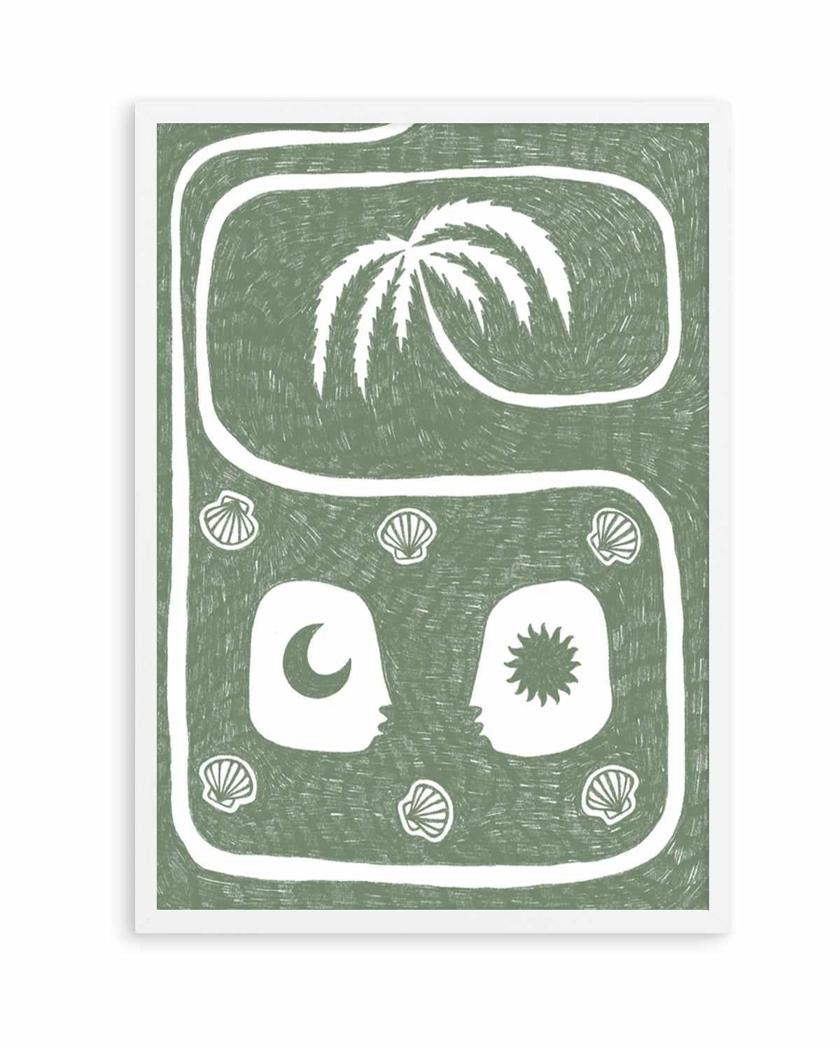 Palm Tree Island 5 Sage by Shatha Al Dafai | Art Print from Olive et Oriel where you can shop wallpaper and artworks online