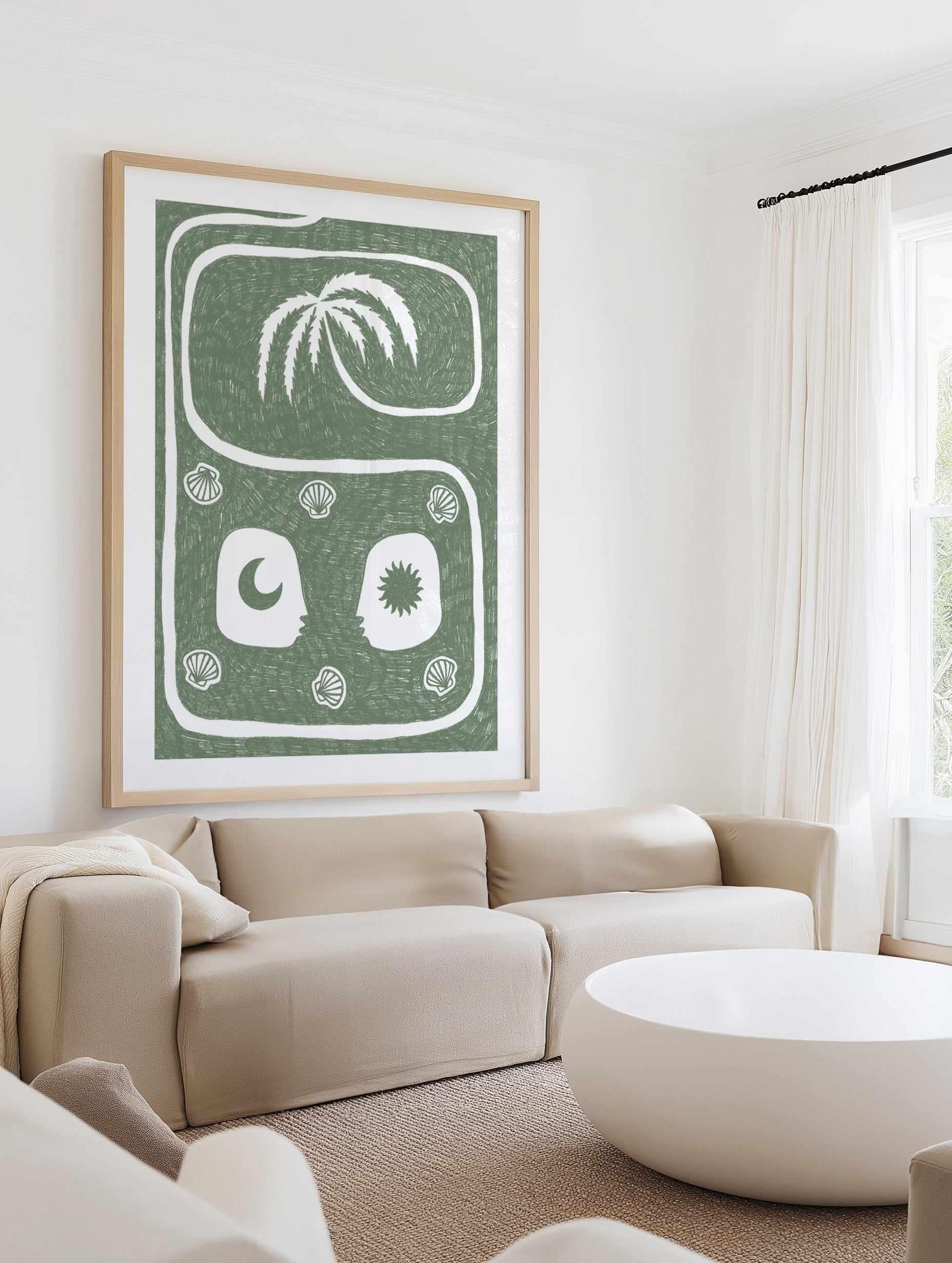 Palm Tree Island 5 Sage by Shatha Al Dafai | Art Print from Olive et Oriel where you can shop wallpaper and artworks online