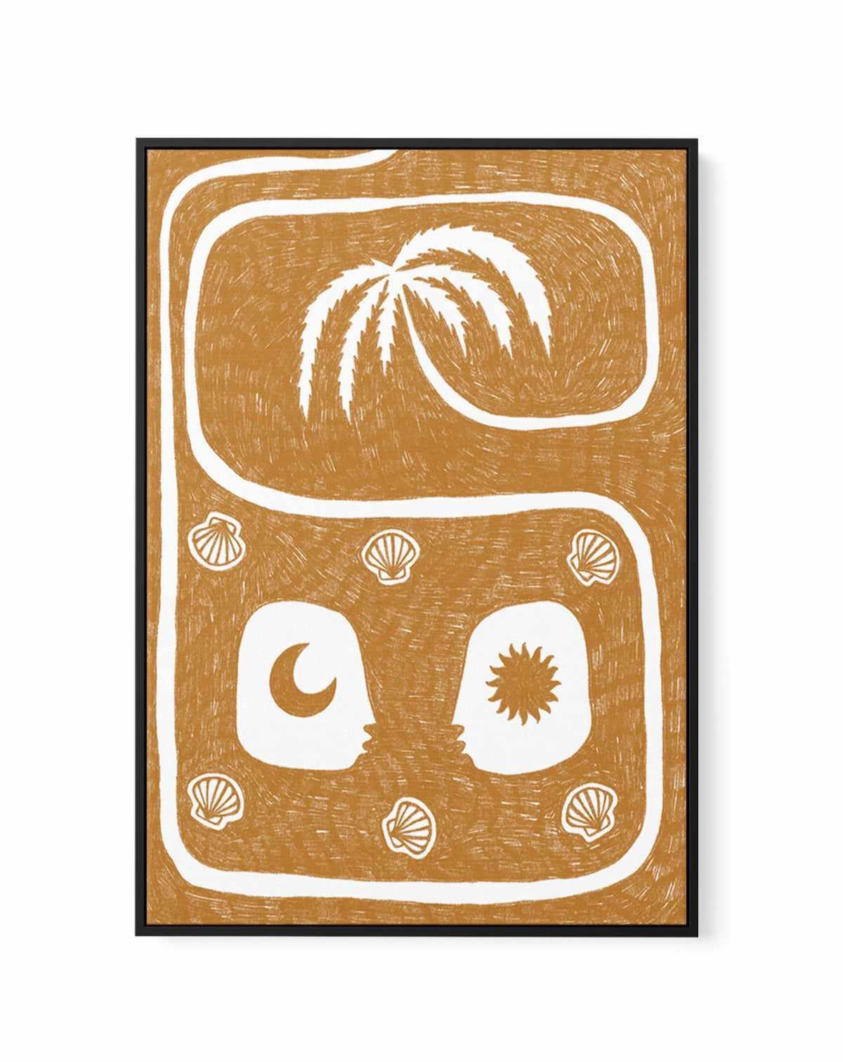 Palm Tree Island 5 Yellow by Shatha Al Dafai | Framed Canvas Art Print from Olive et Oriel where you can shop wallpaper and artworks online