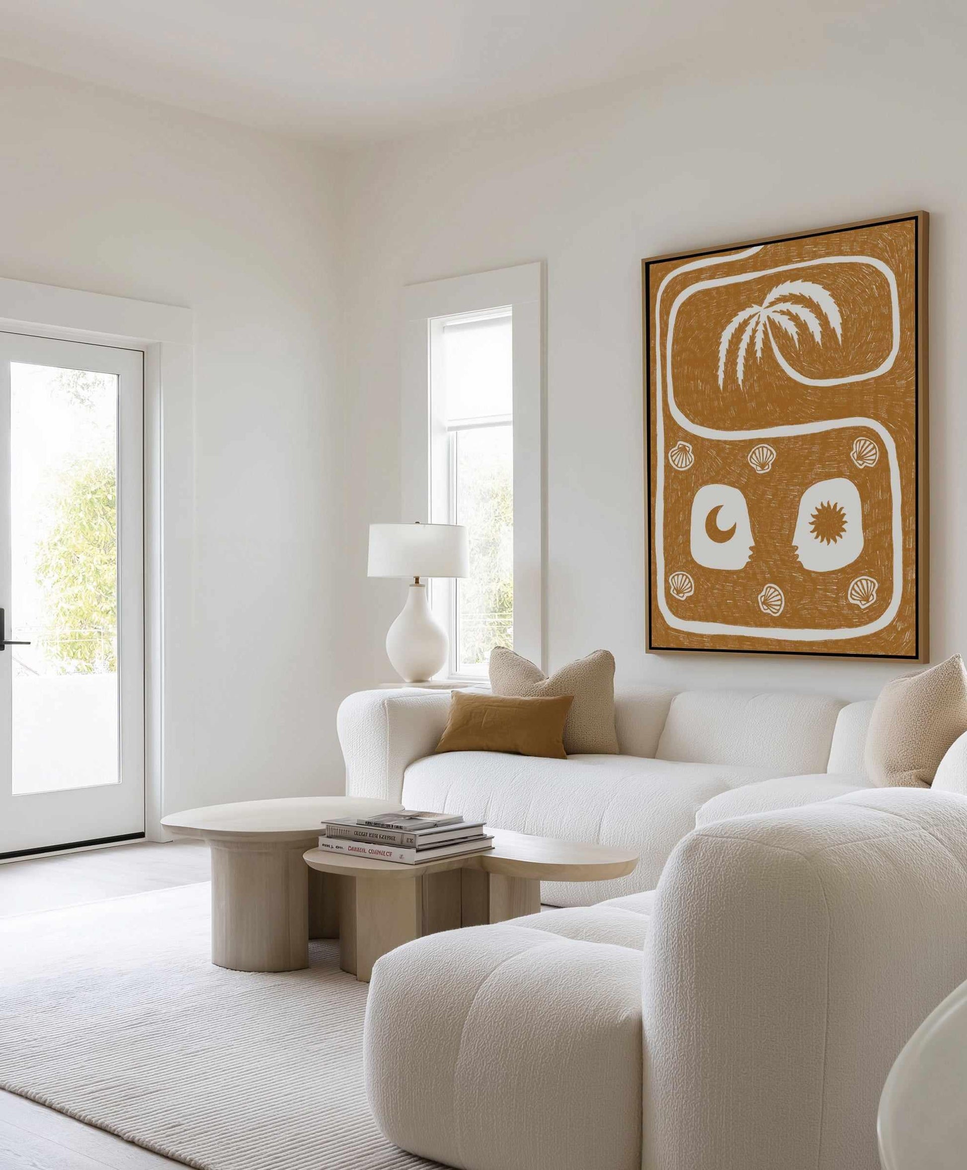 Palm Tree Island 5 Yellow by Shatha Al Dafai | Framed Canvas Art Print from Olive et Oriel where you can shop wallpaper and artworks online