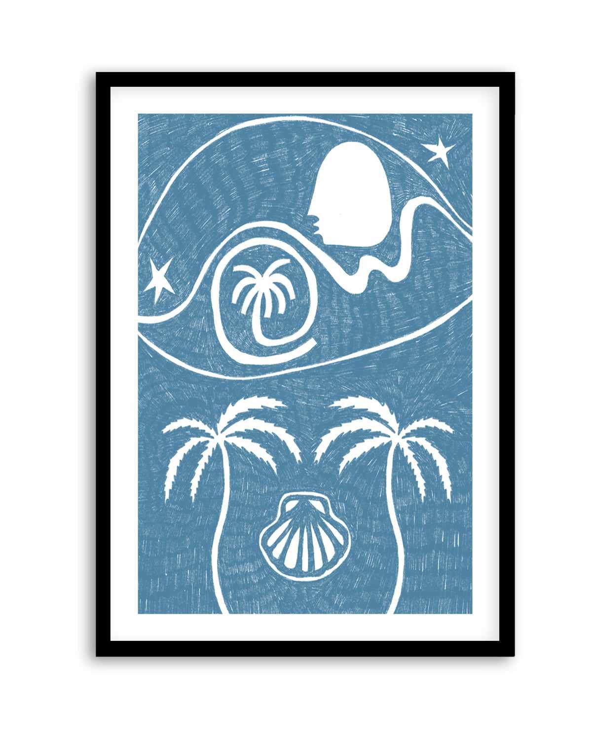 Palm Tree Island 6 Blue by Shatha Al Dafai | Art Print from Olive et Oriel where you can shop wallpaper and artworks online