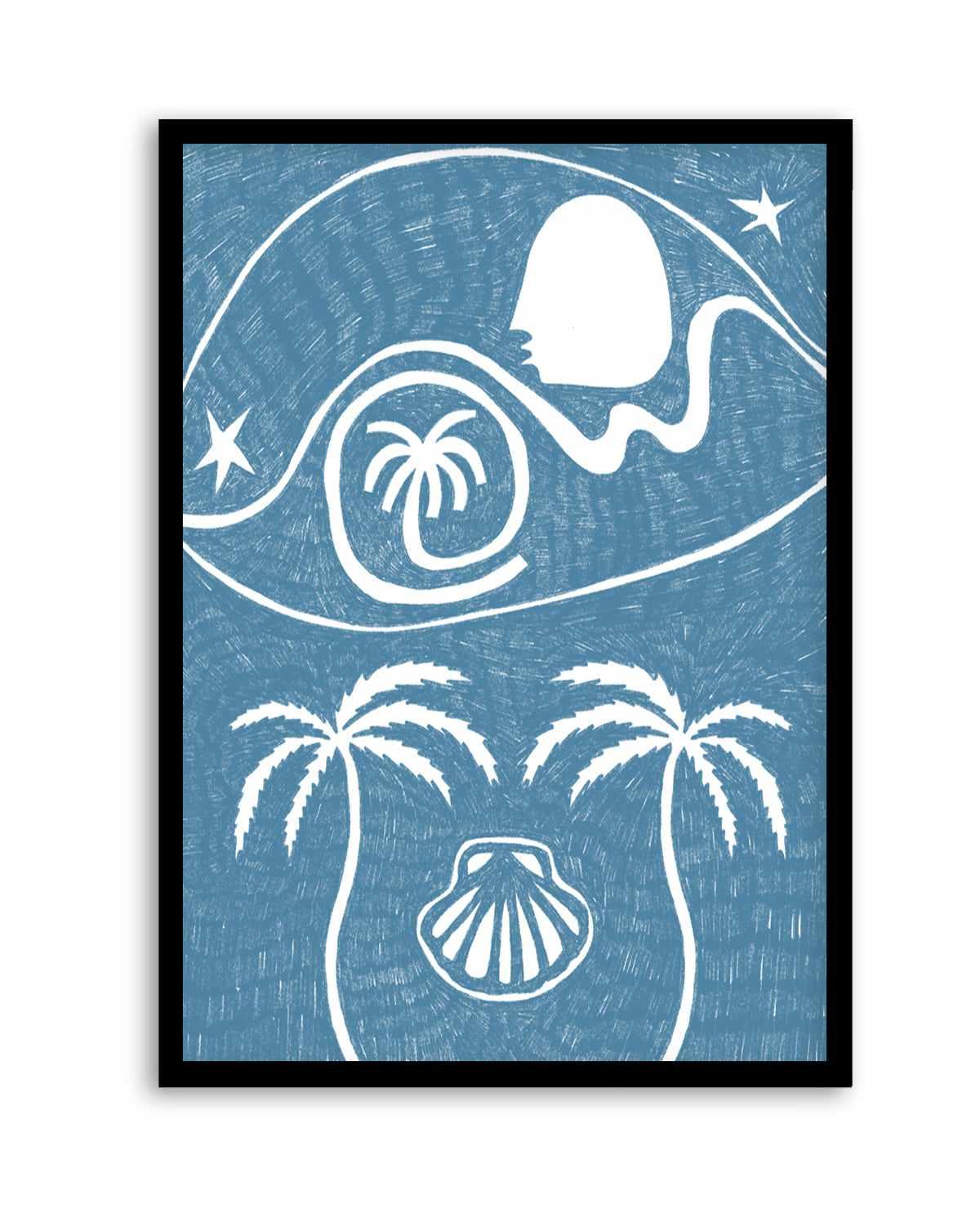 Palm Tree Island 6 Blue by Shatha Al Dafai | Art Print from Olive et Oriel where you can shop wallpaper and artworks online