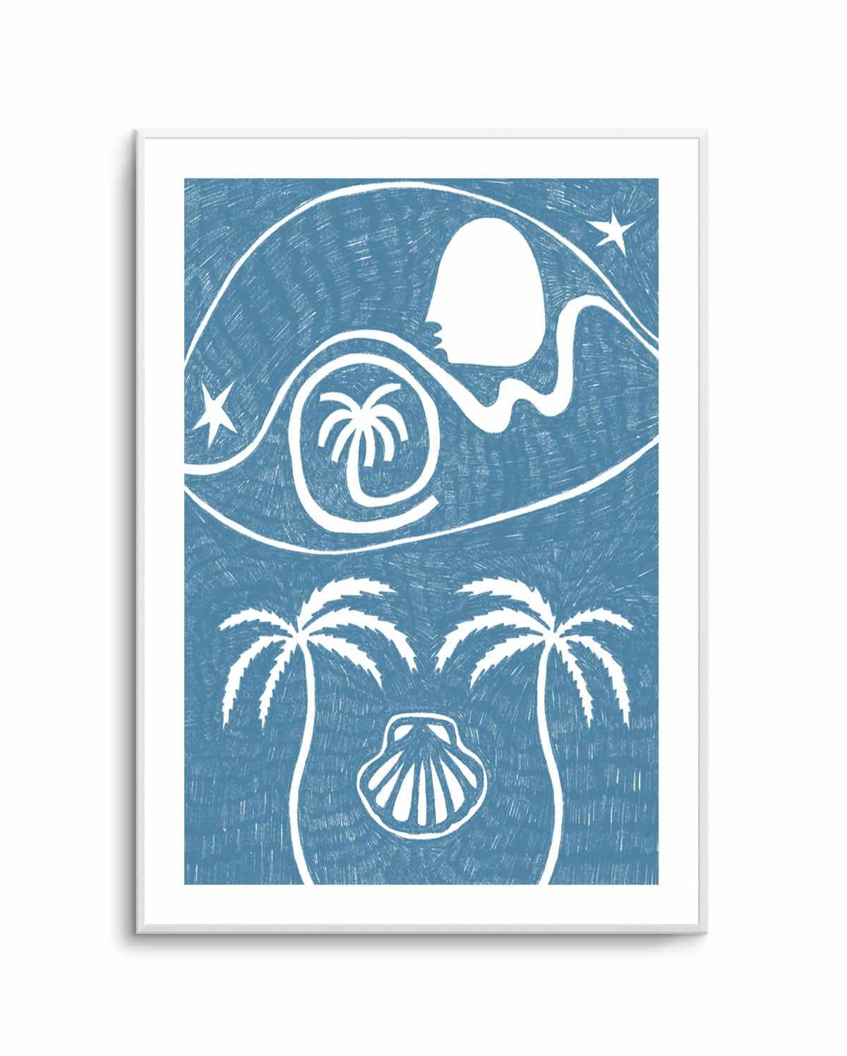 Palm Tree Island 6 Blue by Shatha Al Dafai | Art Print from Olive et Oriel where you can shop wallpaper and artworks online