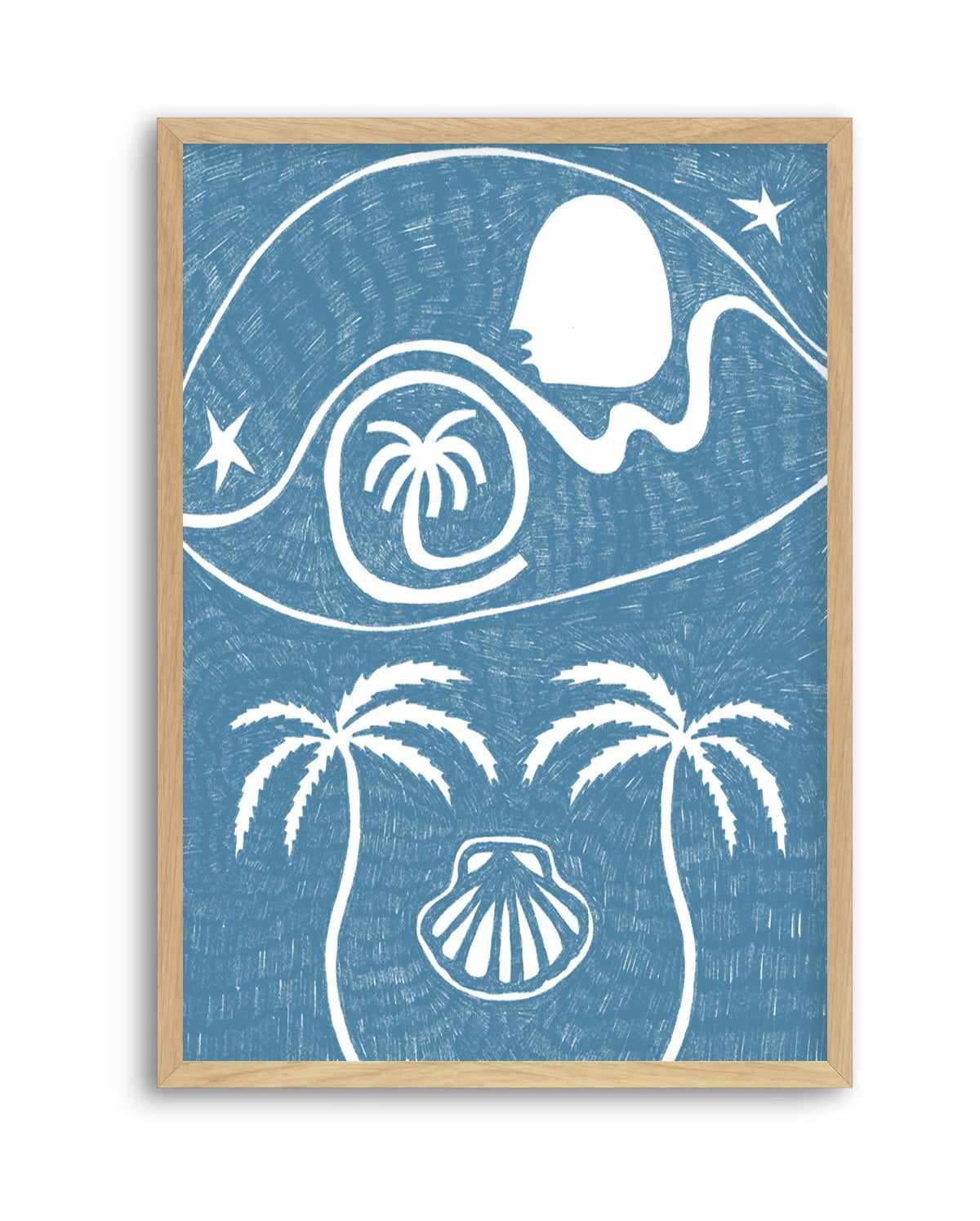 Palm Tree Island 6 Blue by Shatha Al Dafai | Art Print from Olive et Oriel where you can shop wallpaper and artworks online