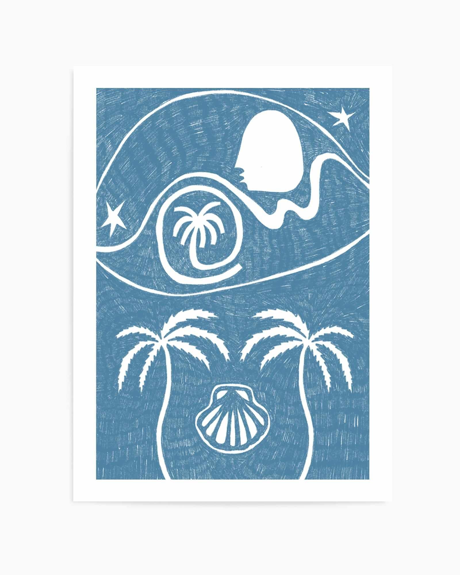 Palm Tree Island 6 Blue by Shatha Al Dafai | Art Print from Olive et Oriel where you can shop wallpaper and artworks online
