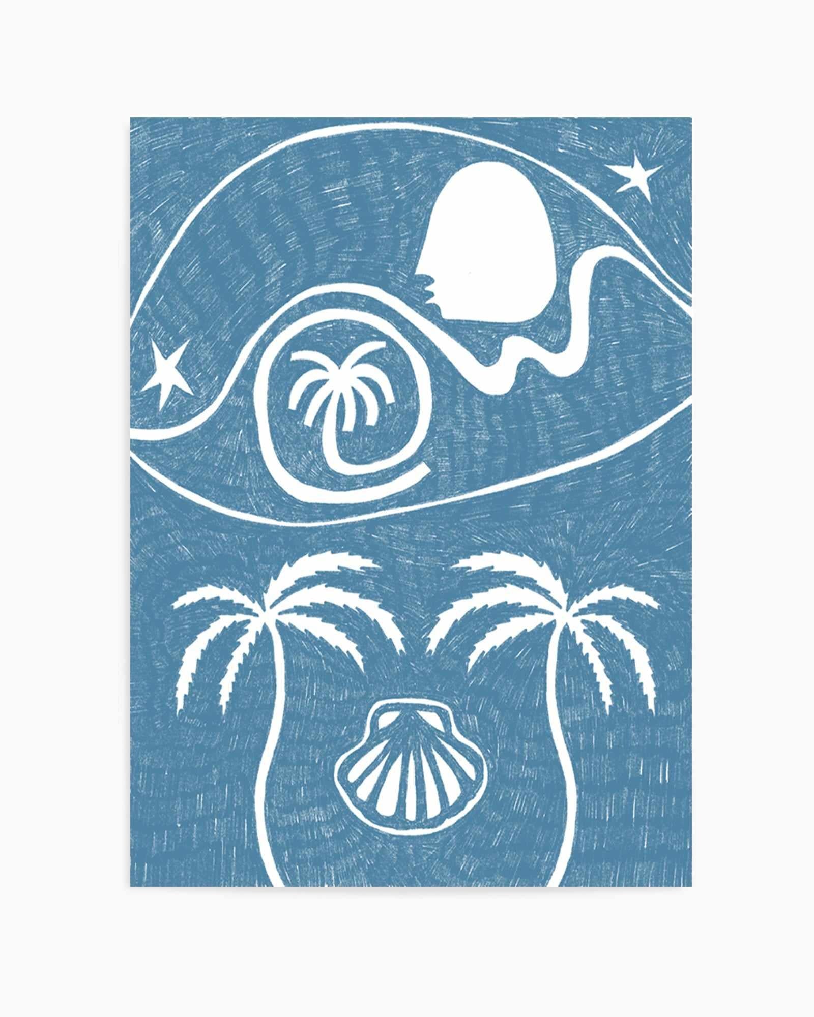 Palm Tree Island 6 Blue by Shatha Al Dafai | Art Print from Olive et Oriel where you can shop wallpaper and artworks online