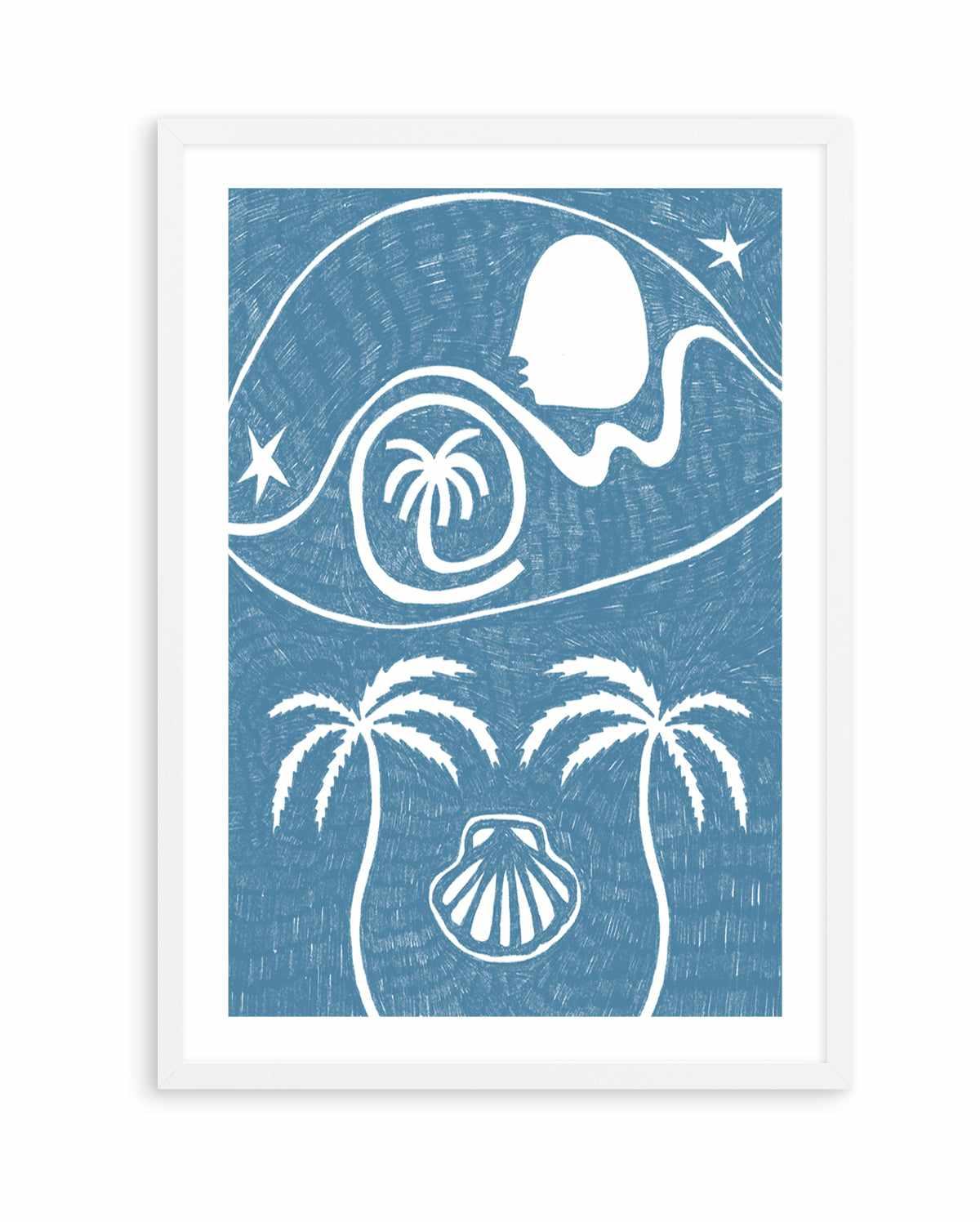 Palm Tree Island 6 Blue by Shatha Al Dafai | Art Print from Olive et Oriel where you can shop wallpaper and artworks online