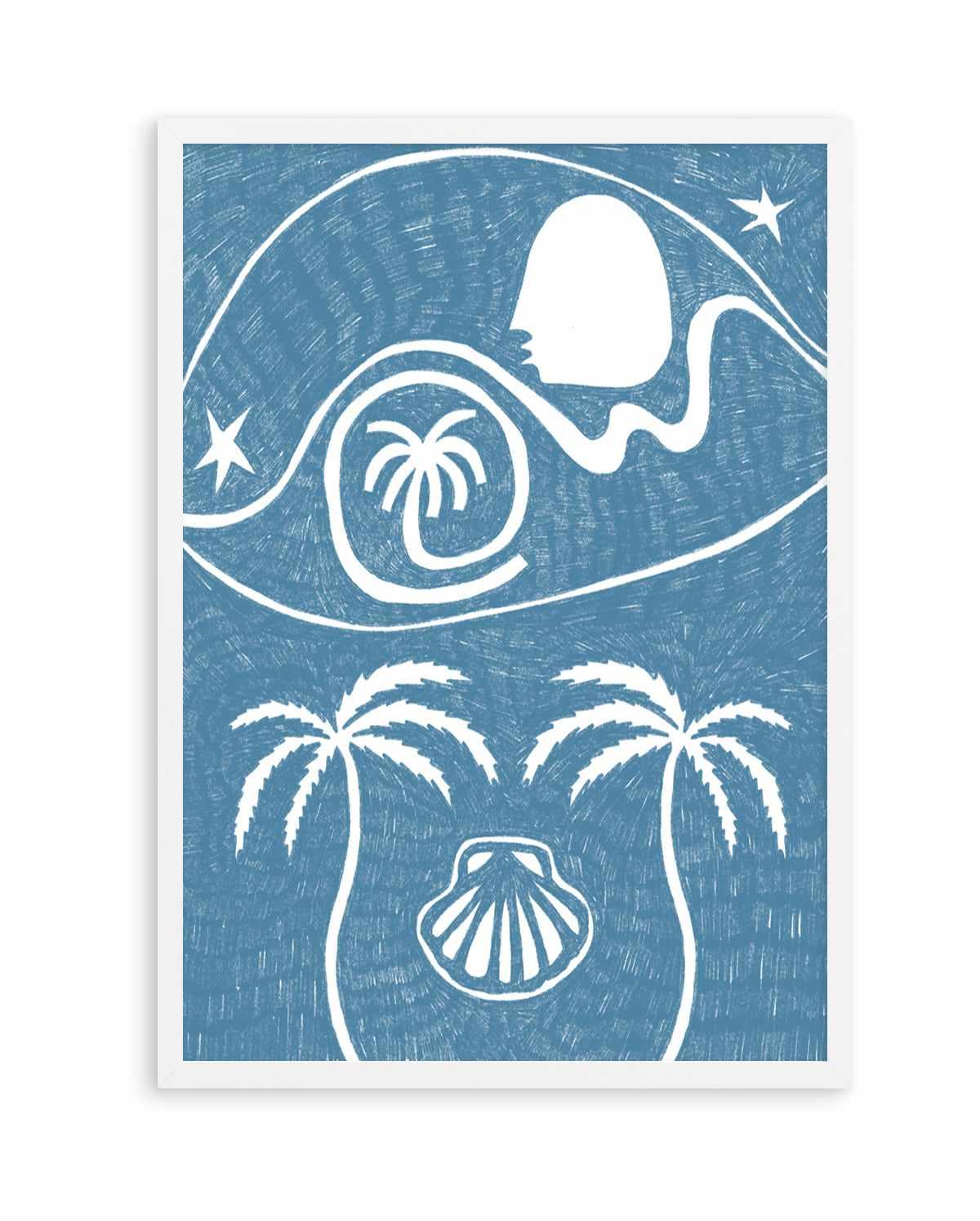 Palm Tree Island 6 Blue by Shatha Al Dafai | Art Print from Olive et Oriel where you can shop wallpaper and artworks online