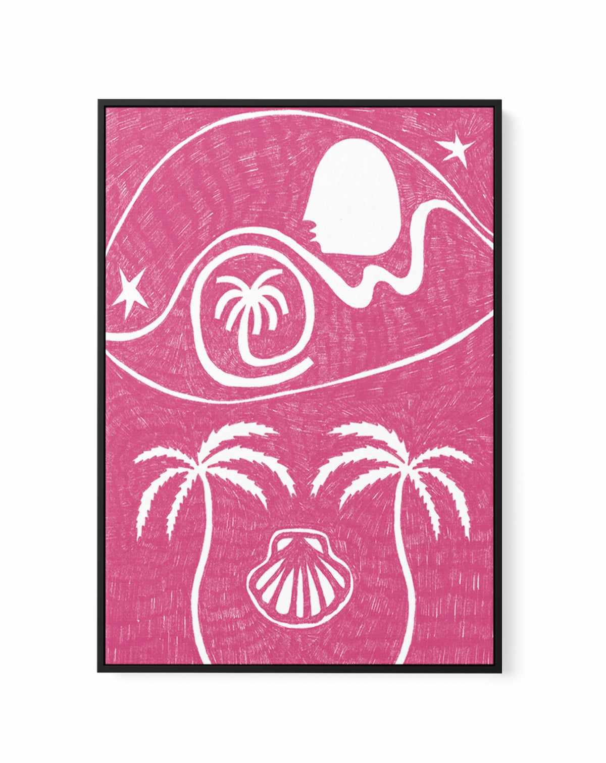 Palm Tree Island 6 Pink by Shatha Al Dafai | Framed Canvas Art Print from Olive et Oriel where you can shop wallpaper and artworks online
