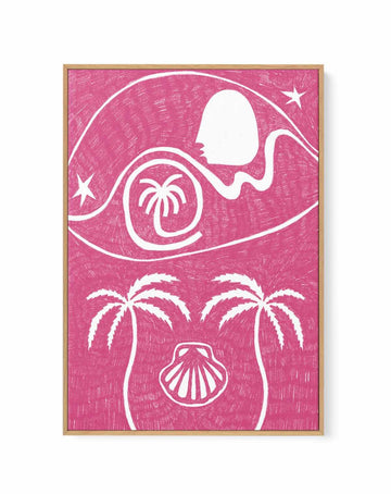 Palm Tree Island 6 Pink by Shatha Al Dafai | Framed Canvas Art Print from Olive et Oriel where you can shop wallpaper and artworks online