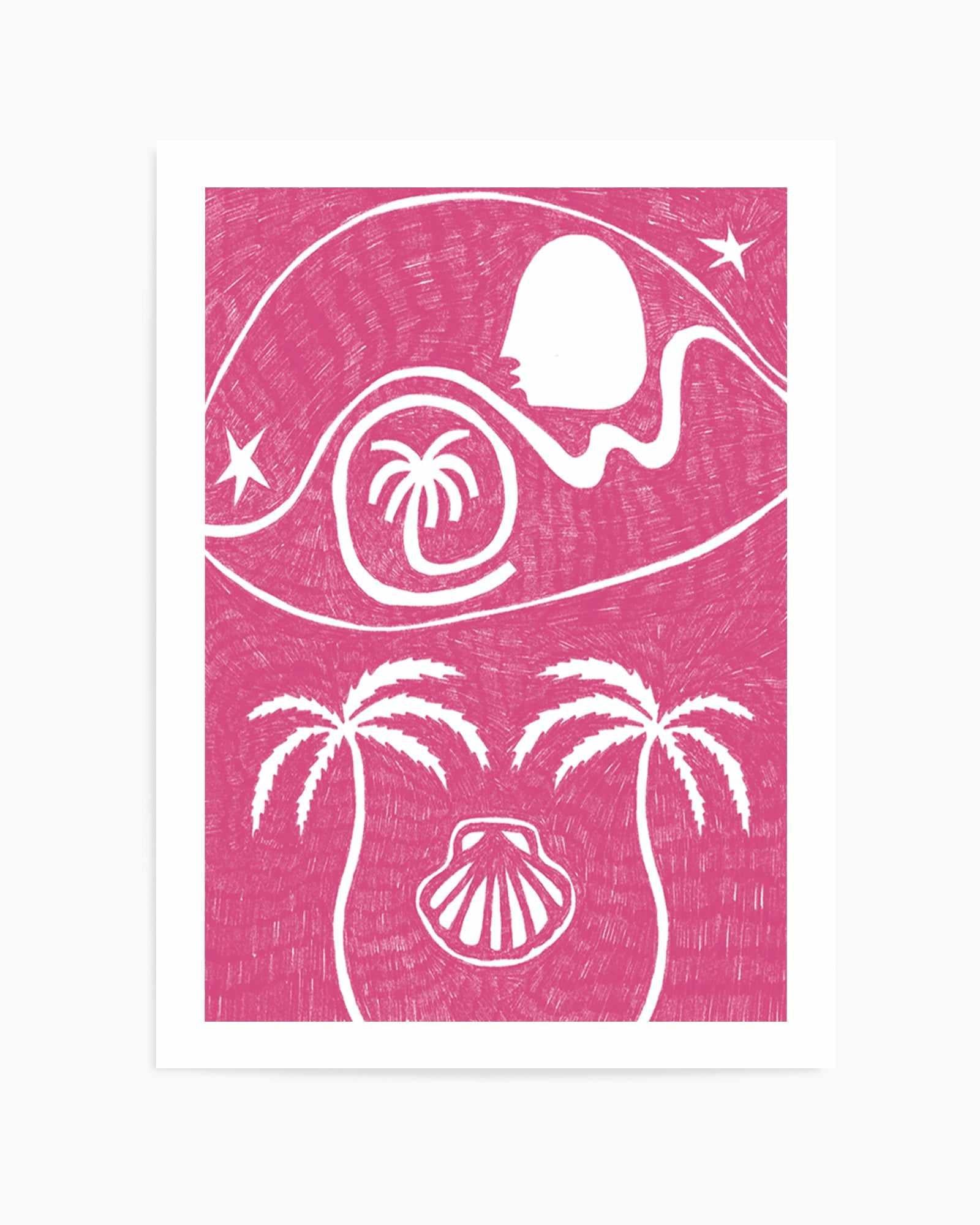 Palm Tree Island 6 Pink by Shatha Al Dafai | Art Print from Olive et Oriel where you can shop wallpaper and artworks online