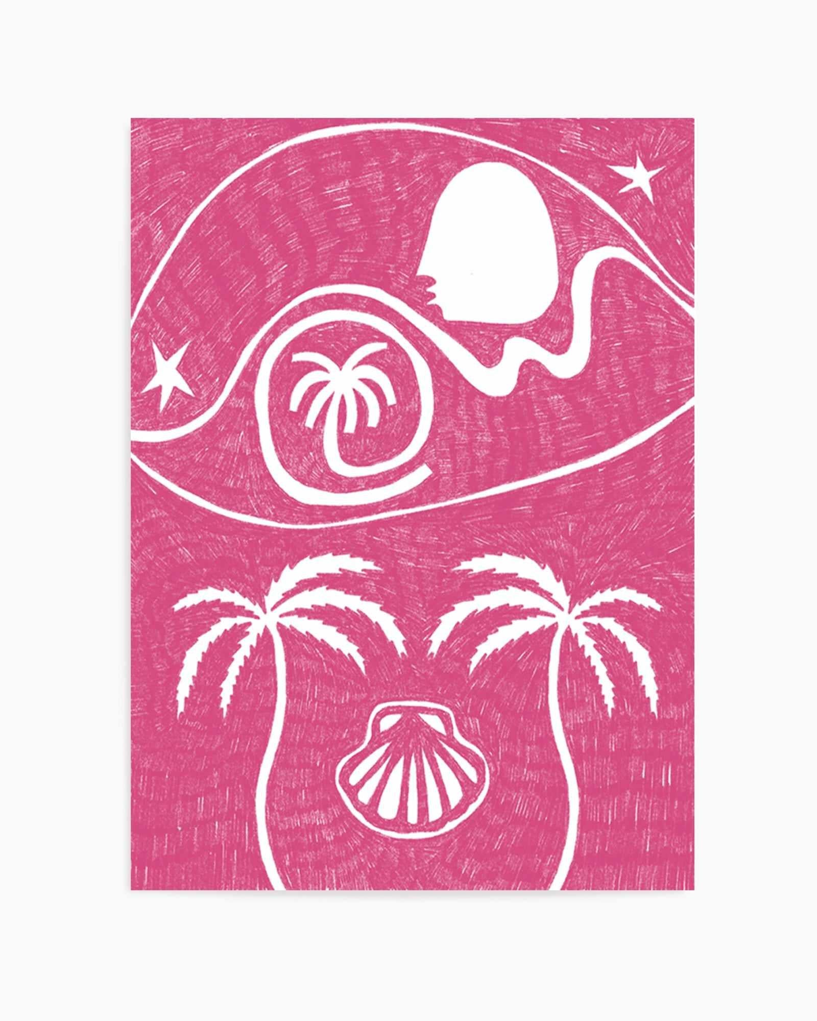 Palm Tree Island 6 Pink by Shatha Al Dafai | Art Print from Olive et Oriel where you can shop wallpaper and artworks online