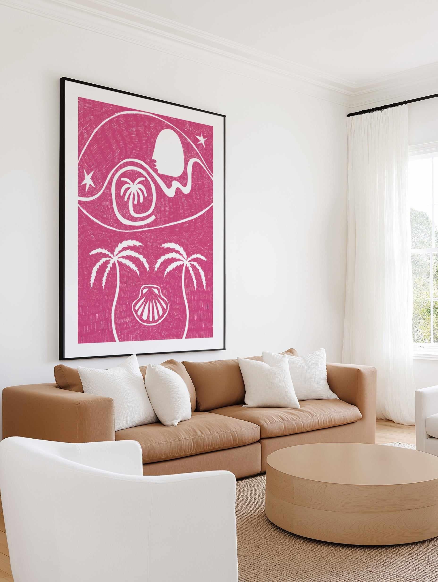 Palm Tree Island 6 Pink by Shatha Al Dafai | Art Print from Olive et Oriel where you can shop wallpaper and artworks online