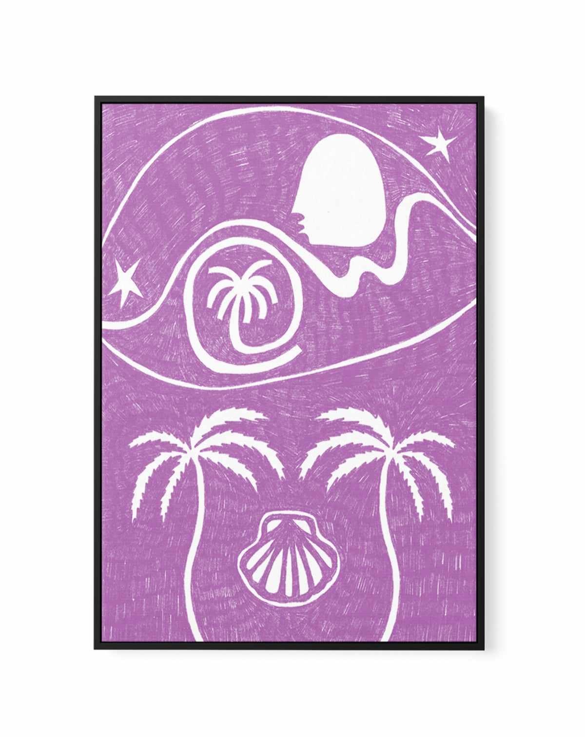 Palm Tree Island 6 Purple by Shatha Al Dafai | Framed Canvas Art Print from Olive et Oriel where you can shop wallpaper and artworks online