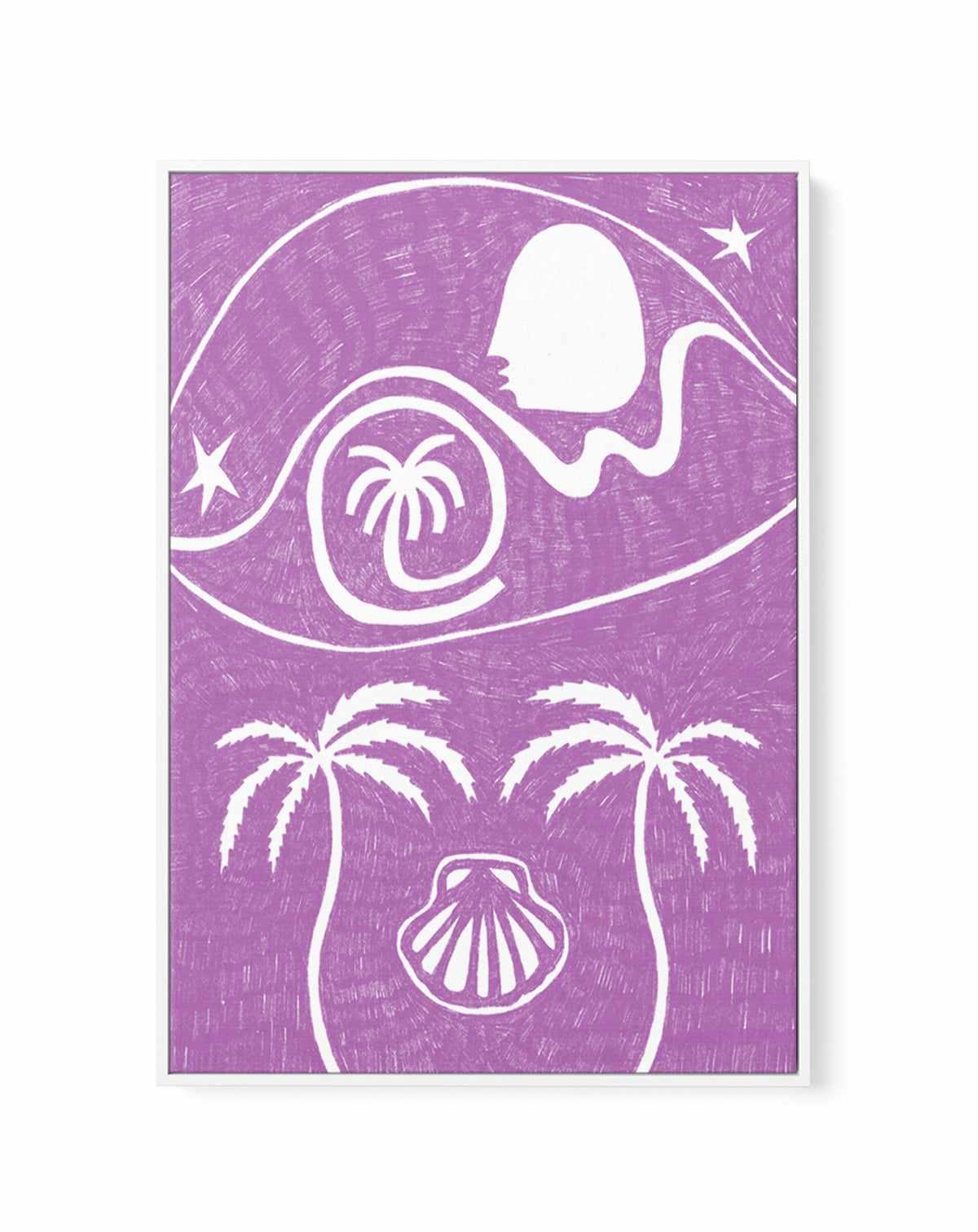 Palm Tree Island 6 Purple by Shatha Al Dafai | Framed Canvas Art Print from Olive et Oriel where you can shop wallpaper and artworks online