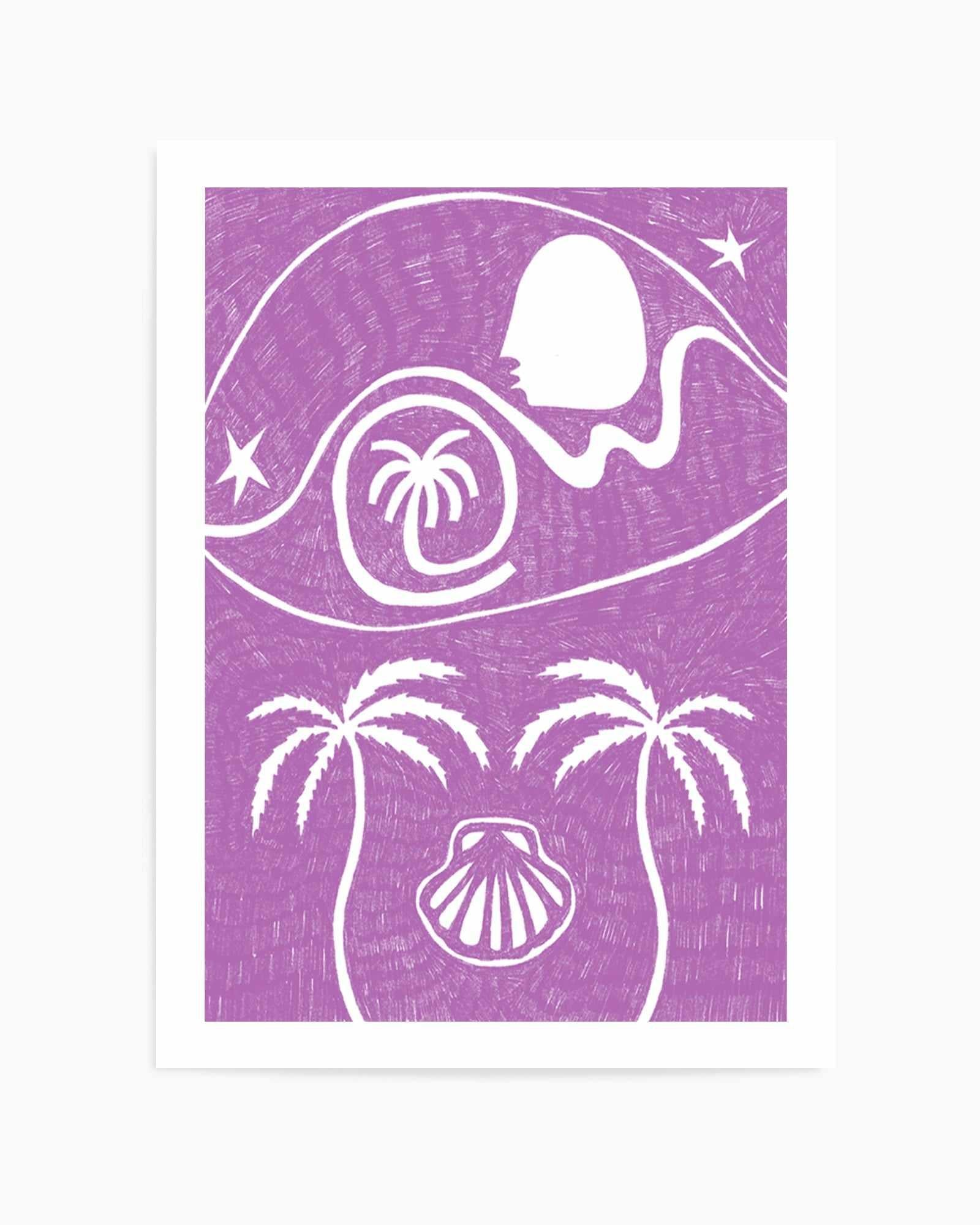 Palm Tree Island 6 Purple by Shatha Al Dafai | Art Print from Olive et Oriel where you can shop wallpaper and artworks online