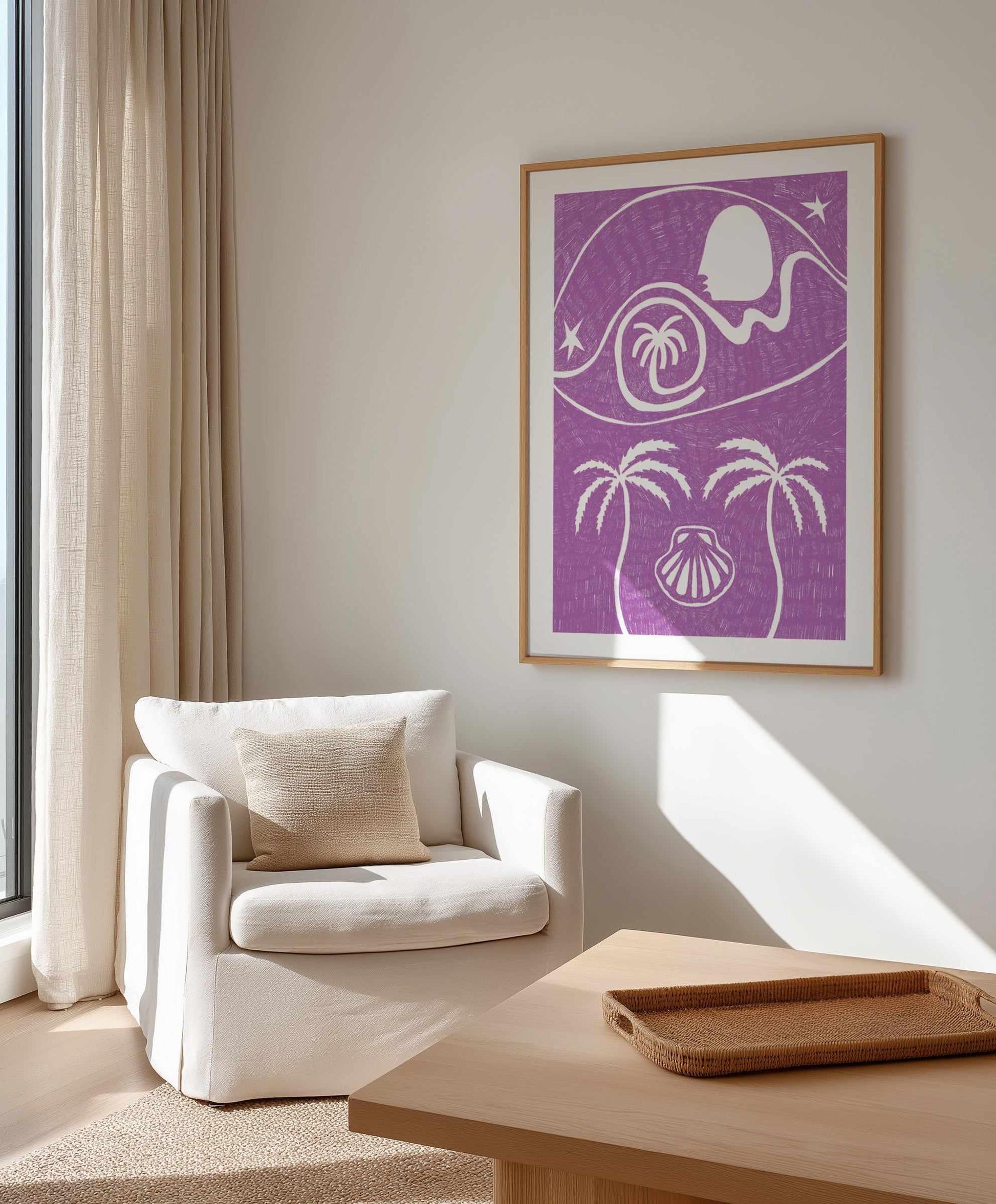 Palm Tree Island 6 Purple by Shatha Al Dafai | Art Print from Olive et Oriel where you can shop wallpaper and artworks online