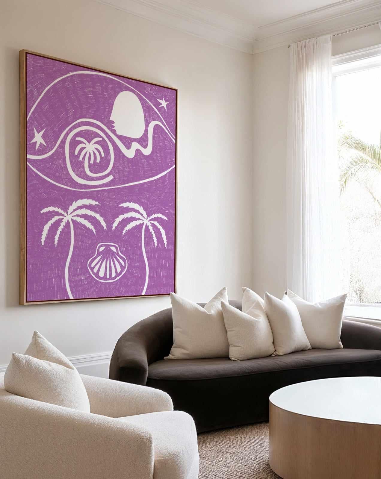Palm Tree Island 6 Purple by Shatha Al Dafai | Framed Canvas Art Print from Olive et Oriel where you can shop wallpaper and artworks online