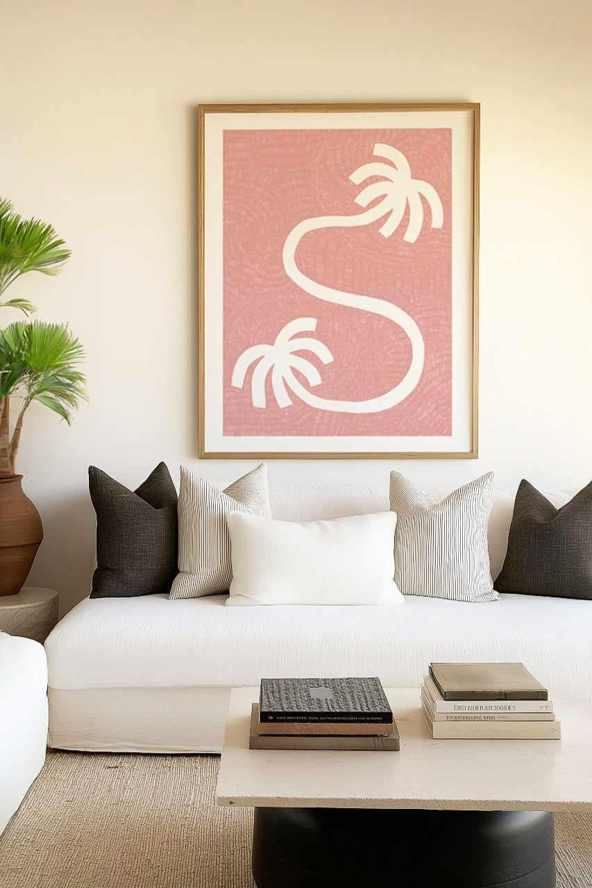 Palm Tree Path Pink by Shatha Al Dafai | Art Print from Olive et Oriel where you can shop wallpaper and artworks online