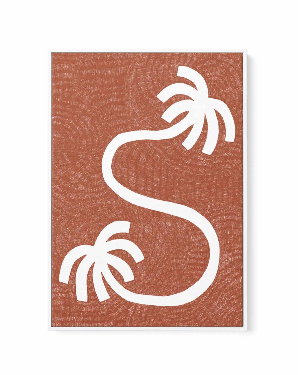 Palm Tree Path Terracotta by Shatha Al Dafai | Framed Canvas Art Print from Olive et Oriel where you can shop wallpaper and artworks online