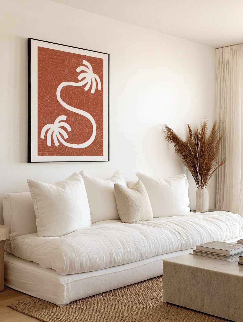 Palm Tree Path Terracotta by Shatha Al Dafai | Art Print from Olive et Oriel where you can shop wallpaper and artworks online