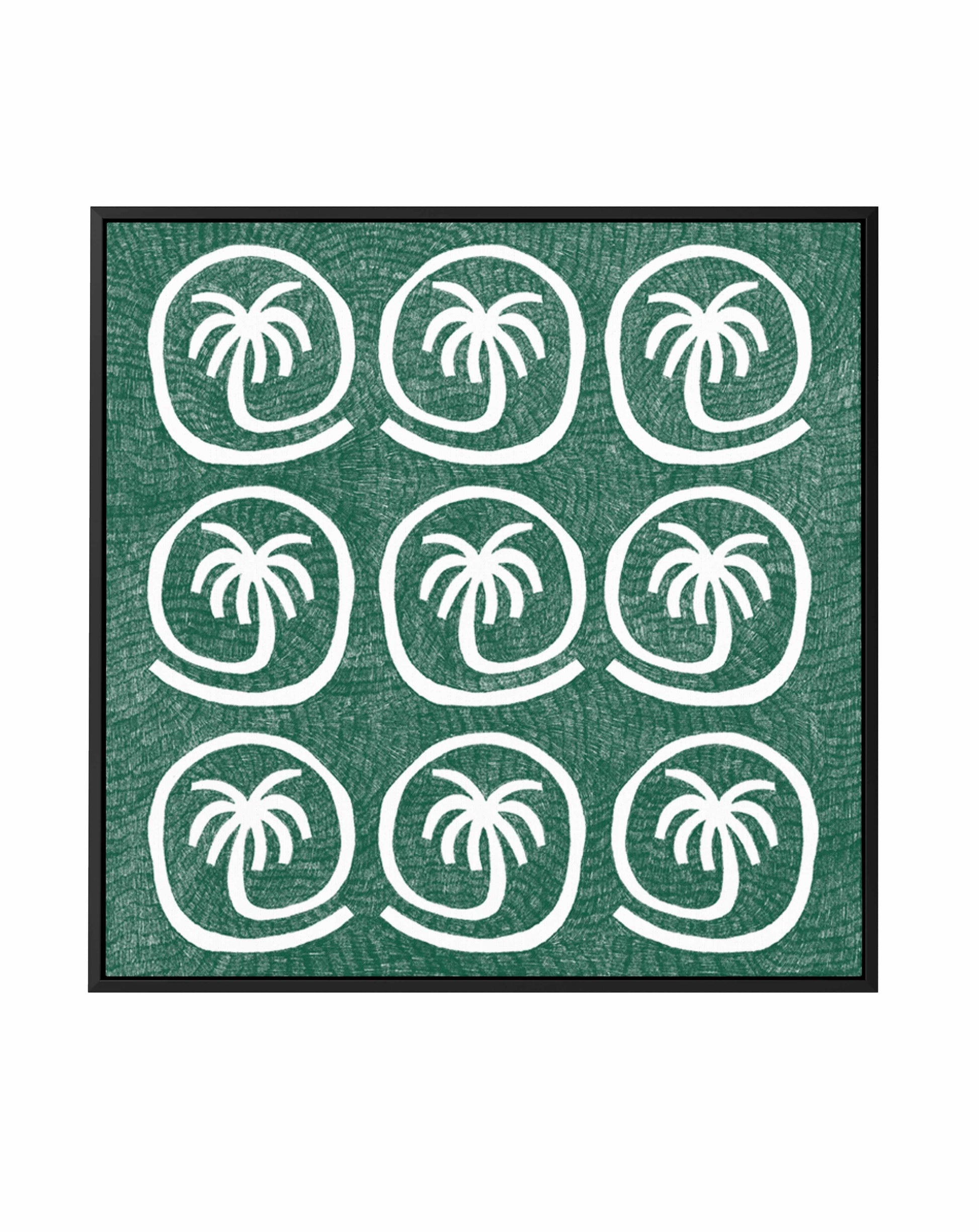 Palm Tree Tiles Green by Shatha Al Dafai | Framed Canvas Art Print from Olive et Oriel where you can shop wallpaper and artworks online