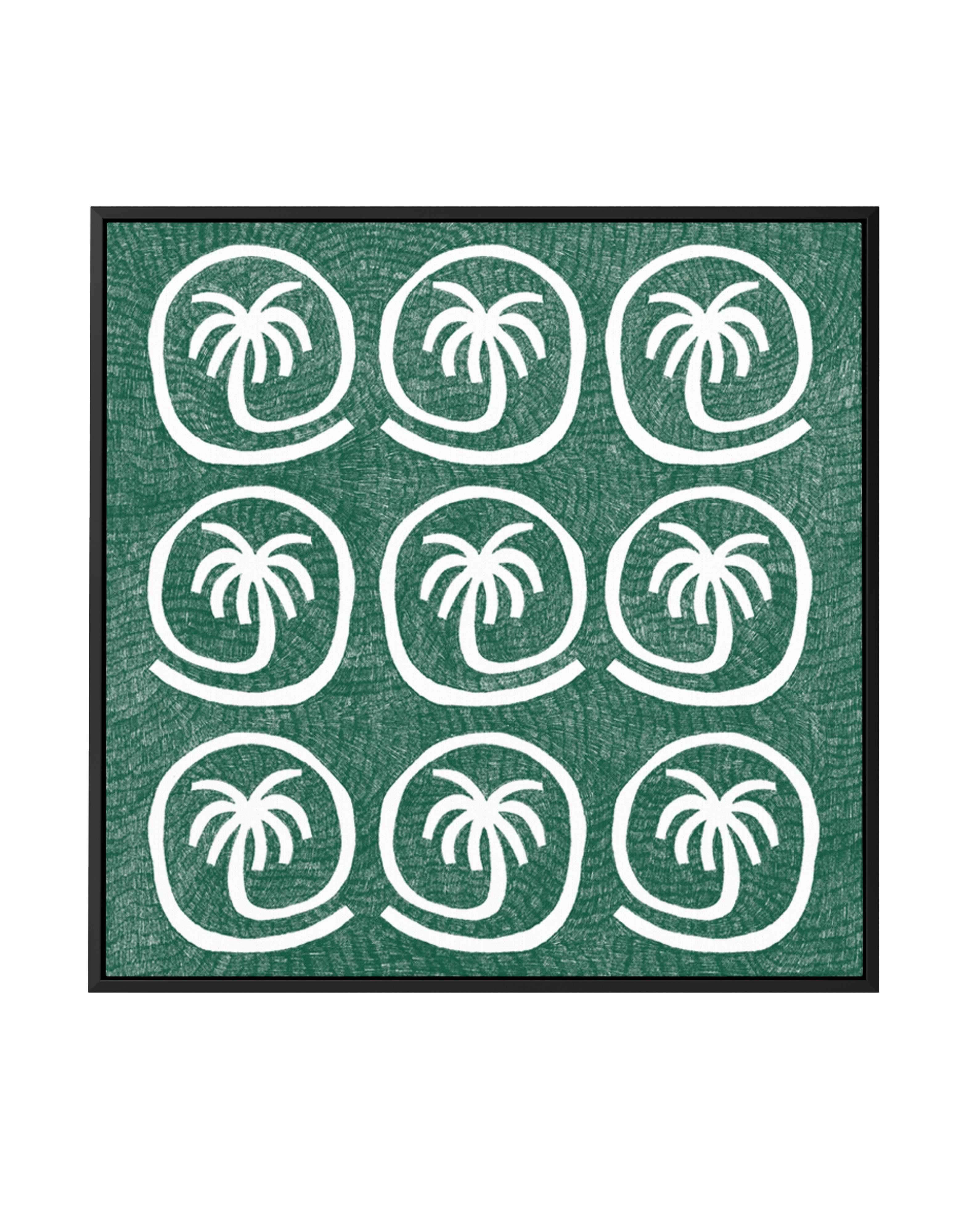 Palm Tree Tiles Green by Shatha Al Dafai | Framed Canvas Art Print from Olive et Oriel where you can shop wallpaper and artworks online