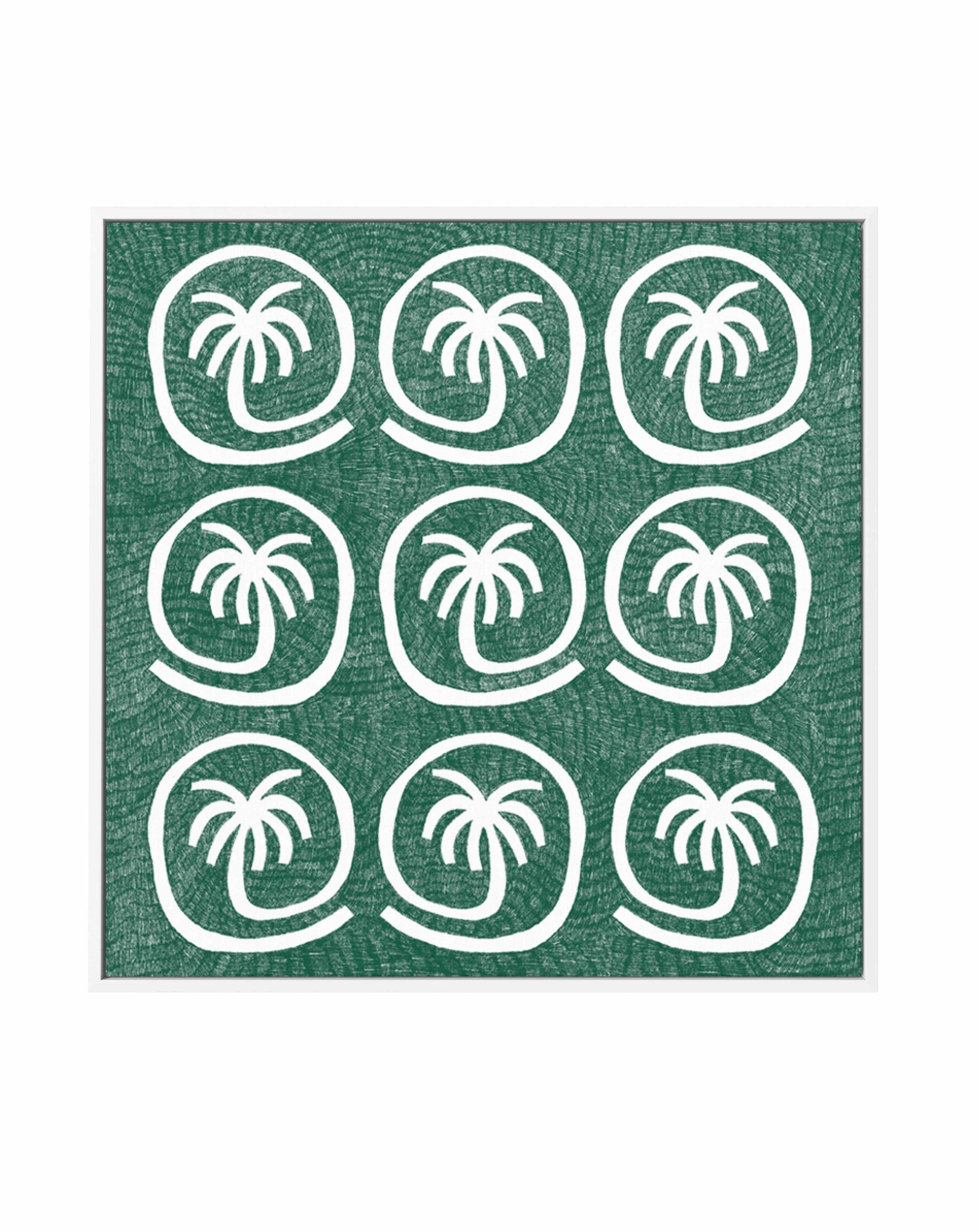 Palm Tree Tiles Green by Shatha Al Dafai | Framed Canvas Art Print from Olive et Oriel where you can shop wallpaper and artworks online