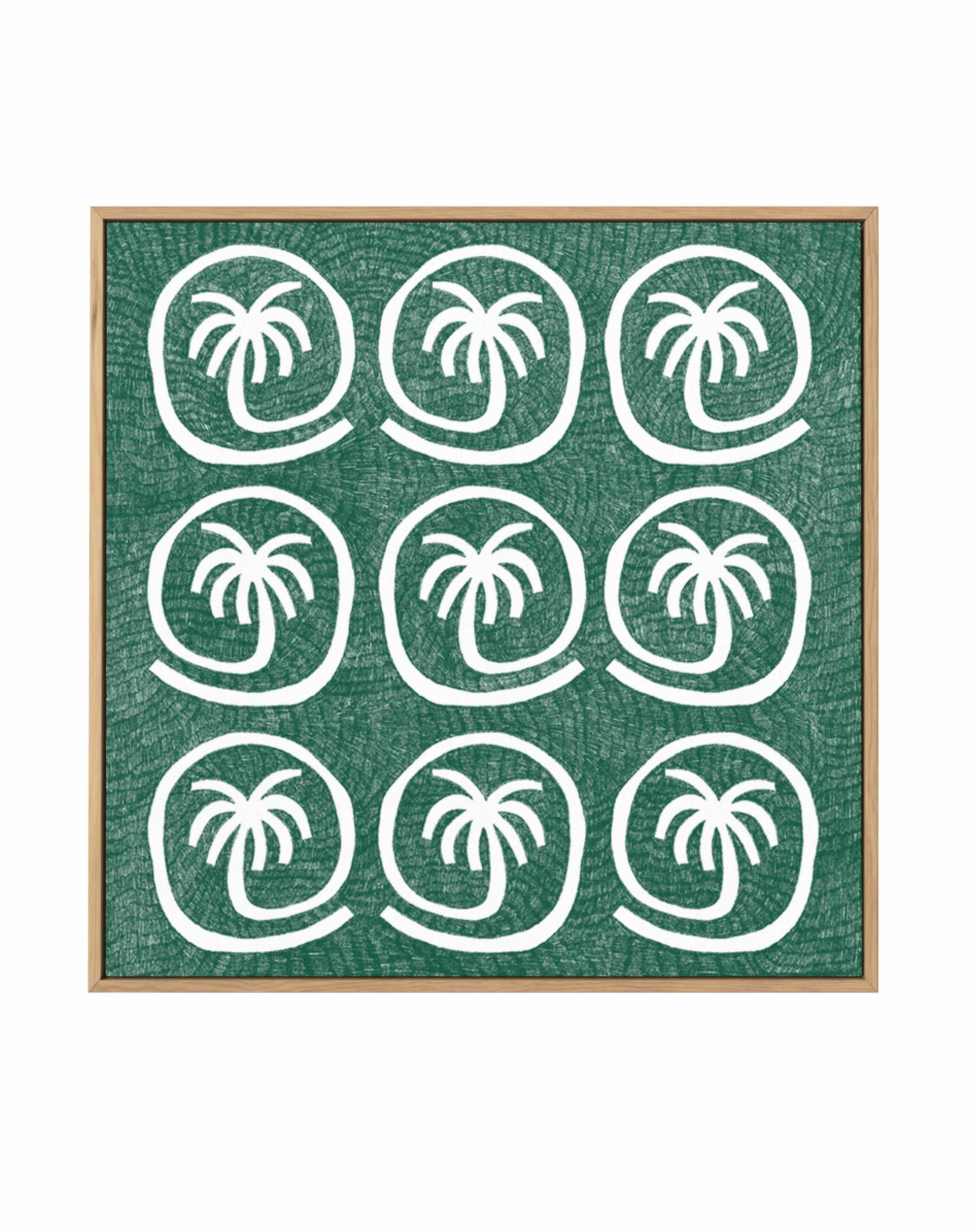 Palm Tree Tiles Green by Shatha Al Dafai | Framed Canvas Art Print from Olive et Oriel where you can shop wallpaper and artworks online